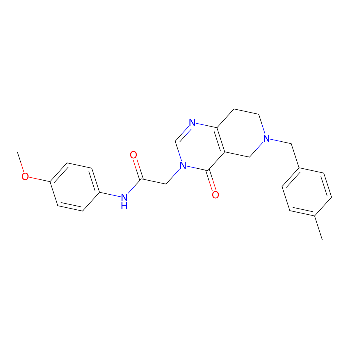 N-(4-methoxyphenyl)-2-(6-(4-methylbenzyl)-4-oxo-5,6,7,8-tetrahydropyrido[4,3-d]pyrimidin-3(4H)-yl)acetamide molecular structure, CAS 1251620-88-8