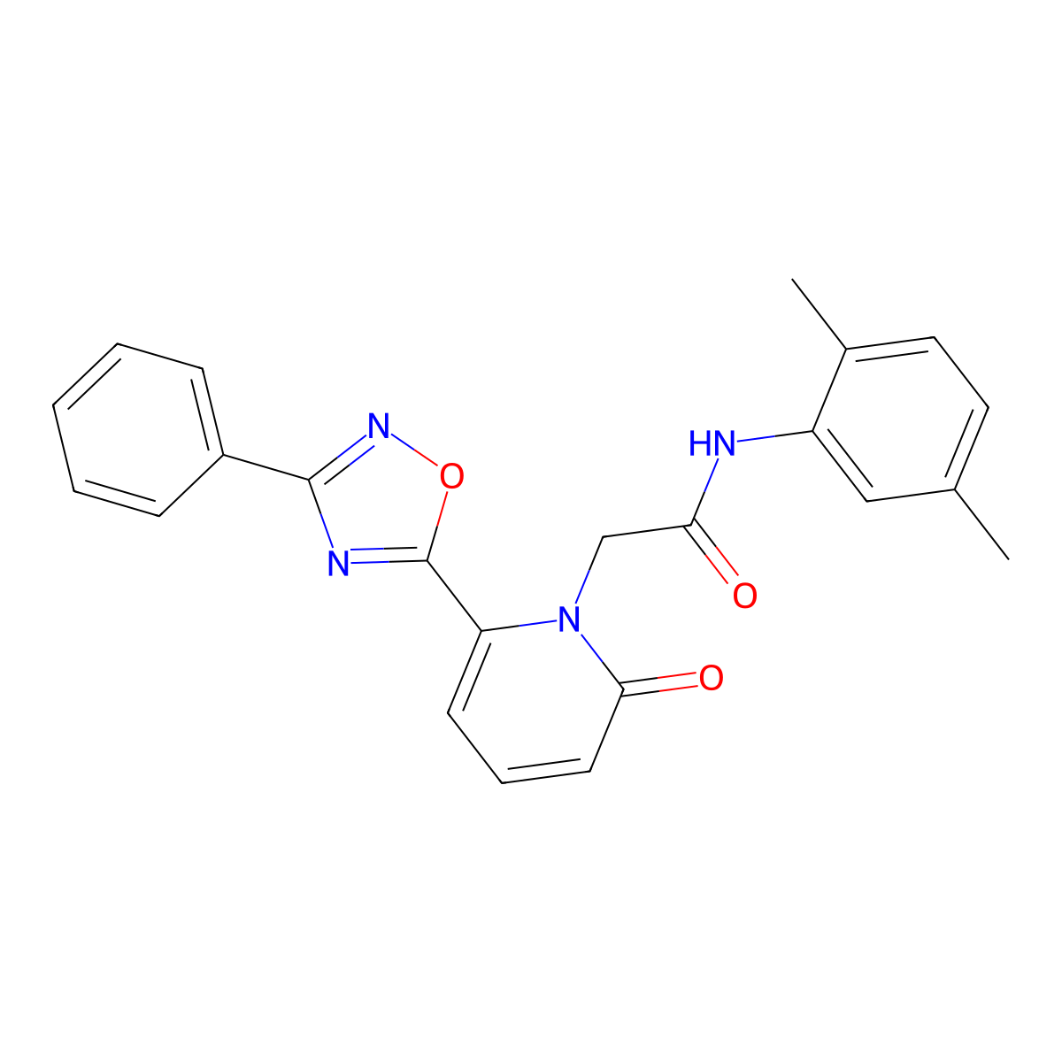 N-(2,5-dimethylphenyl)-2-(2-oxo-6-(3-phenyl-1,2,4-oxadiazol-5-yl)pyridin-1(2H)-yl)acetamide molecular structure, CAS 1251620-89-9