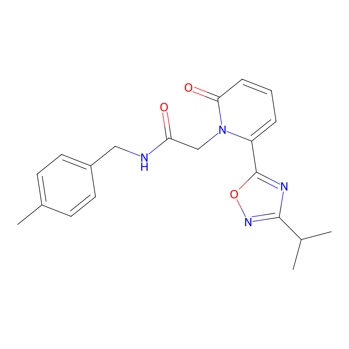 2-(6-(3-isopropyl-1,2,4-oxadiazol-5-yl)-2-oxopyridin-1(2H)-yl)-N-(4-methylbenzyl)acetamide molecular structure, CAS 1251620-93-5