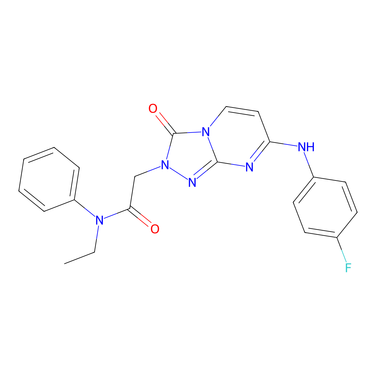 N~1~-ethyl-2-[7-(4-fluoroanilino)-3-oxo[1,2,4]triazolo[4,3-a]pyrimidin-2(3H)-yl]-N~1~-phenylacetamide molecular structure, CAS 1251620-95-7