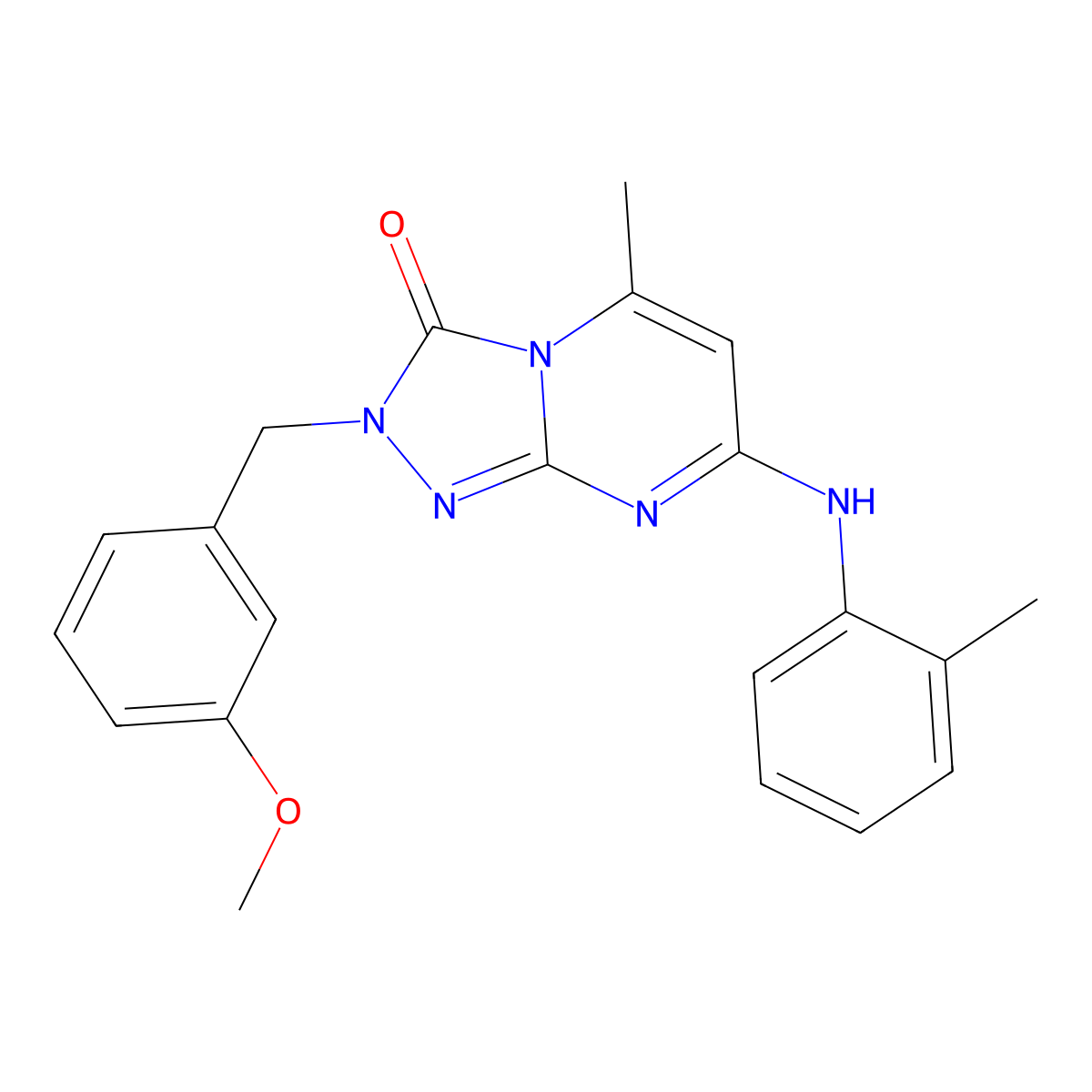 2-[(3-methoxyphenyl)methyl]-5-methyl-7-[(2-methylphenyl)amino]-2H,3H-[1,2,4]triazolo[4,3-a]pyrimidin-3-one molecular structure, CAS 1251621-00-7