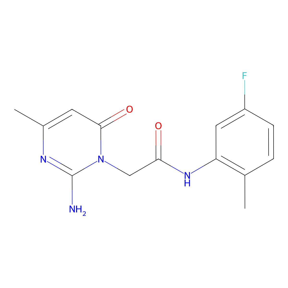 2-[2-amino-4-methyl-6-oxo-1(6H)-pyrimidinyl]-N~1~-(5-fluoro-2-methylphenyl)acetamide molecular structure, CAS 1251621-04-1