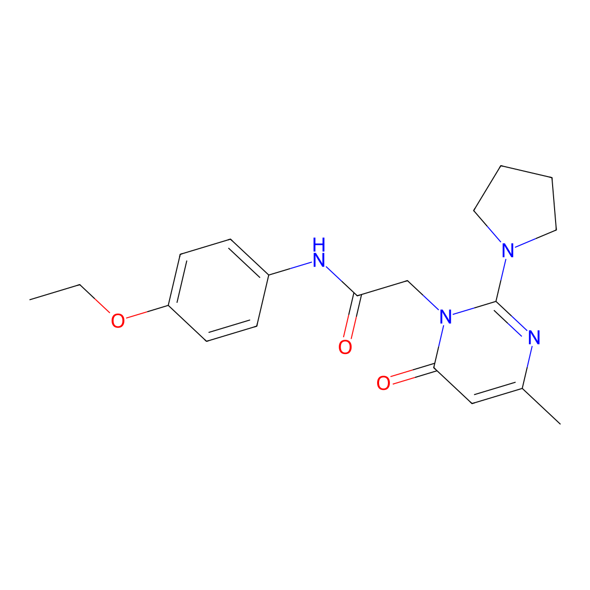 N-(4-ethoxyphenyl)-2-[4-methyl-6-oxo-2-(pyrrolidin-1-yl)-1,6-dihydropyrimidin-1-yl]acetamide molecular structure, CAS 1251621-08-5