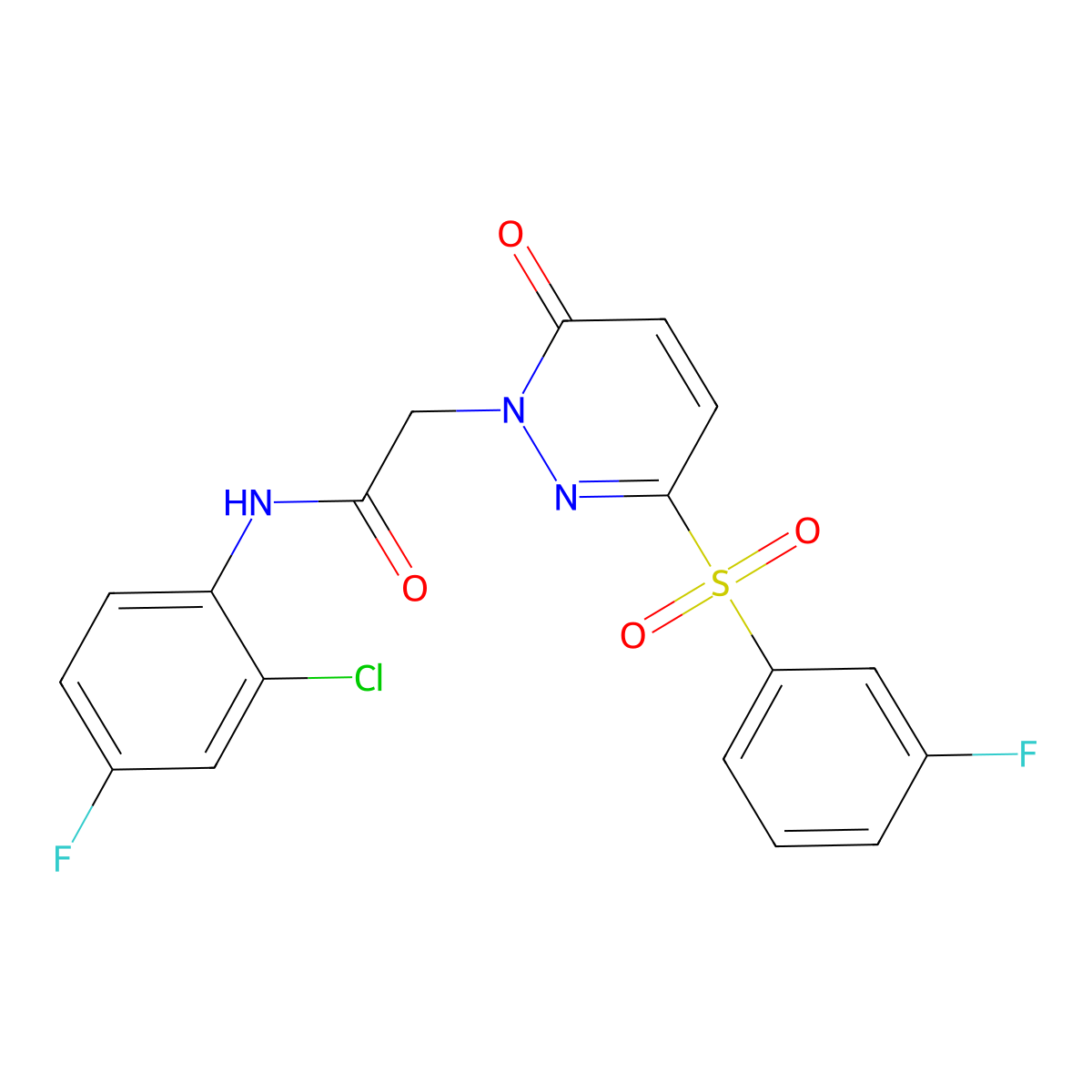 N-(2-chloro-4-fluorophenyl)-2-(3-((3-fluorophenyl)sulfonyl)-6-oxopyridazin-1(6H)-yl)acetamide molecular structure, CAS 1251621-10-9