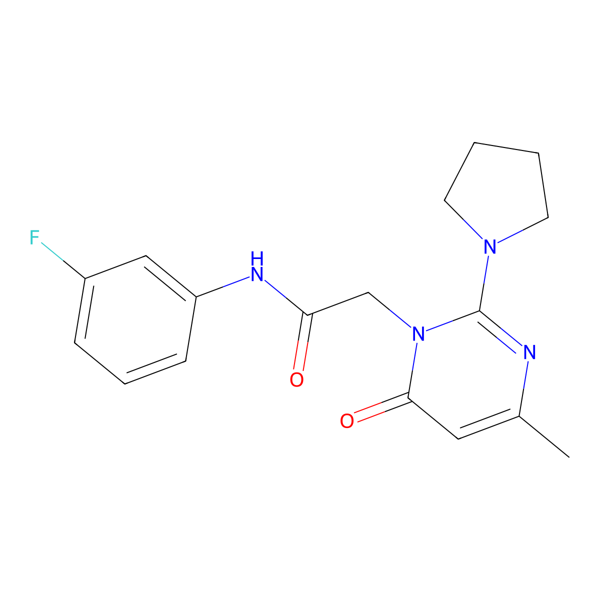 N-(3-fluorophenyl)-2-[4-methyl-6-oxo-2-(pyrrolidin-1-yl)-1,6-dihydropyrimidin-1-yl]acetamide molecular structure, CAS 1251621-12-1