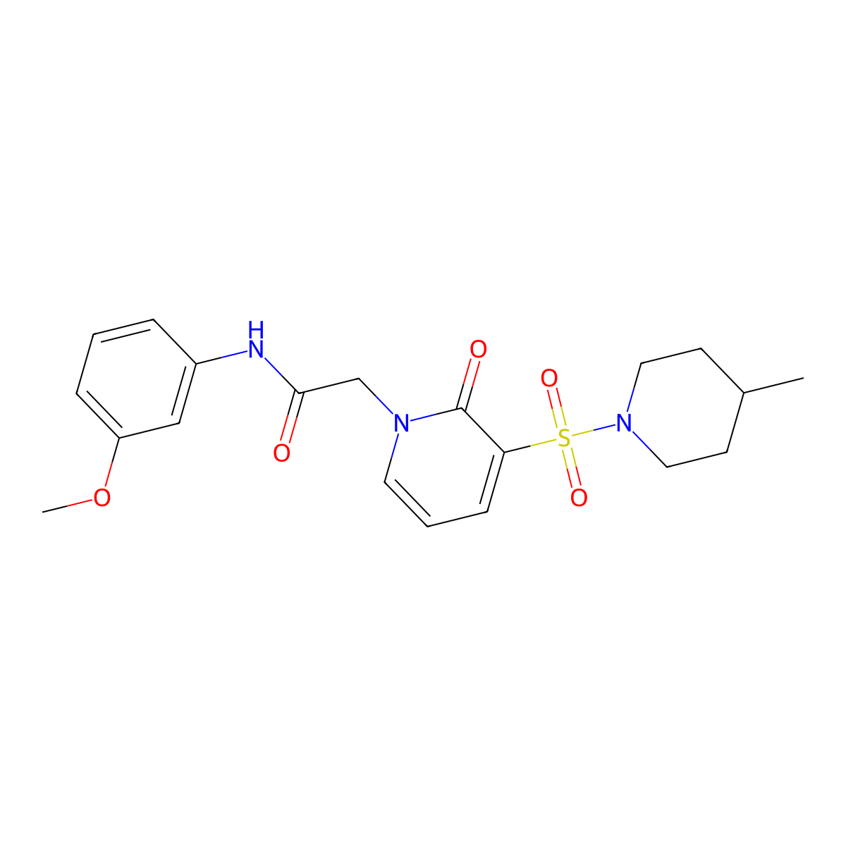 N-(3-methoxyphenyl)-2-(3-((4-methylpiperidin-1-yl)sulfonyl)-2-oxopyridin-1(2H)-yl)acetamide molecular structure, CAS 1251621-20-1