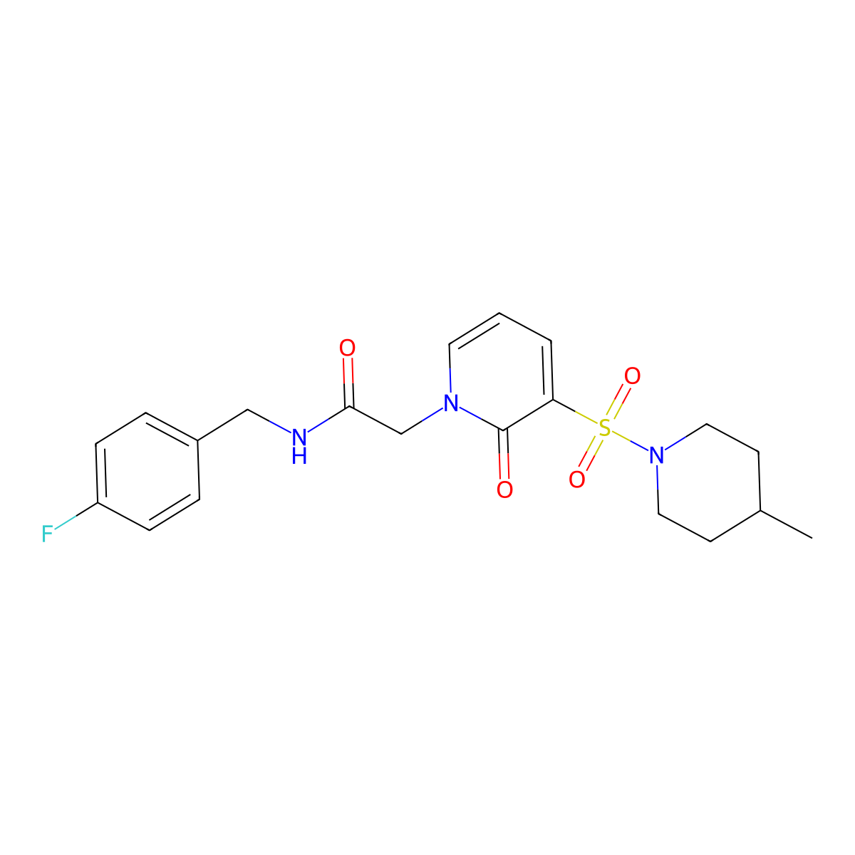 N-(4-fluorobenzyl)-2-(3-((4-methylpiperidin-1-yl)sulfonyl)-2-oxopyridin-1(2H)-yl)acetamide molecular structure, CAS 1251621-29-0