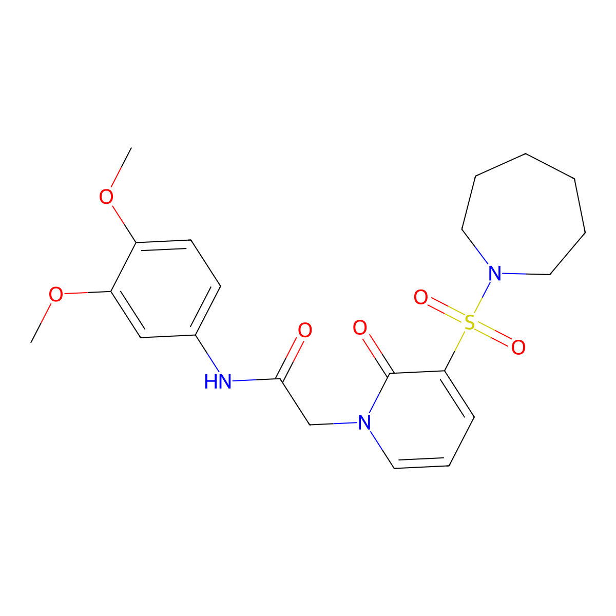 2-(3-(azepan-1-ylsulfonyl)-2-oxopyridin-1(2H)-yl)-N-(3,4-dimethoxyphenyl)acetamide molecular structure, CAS 1251621-36-9
