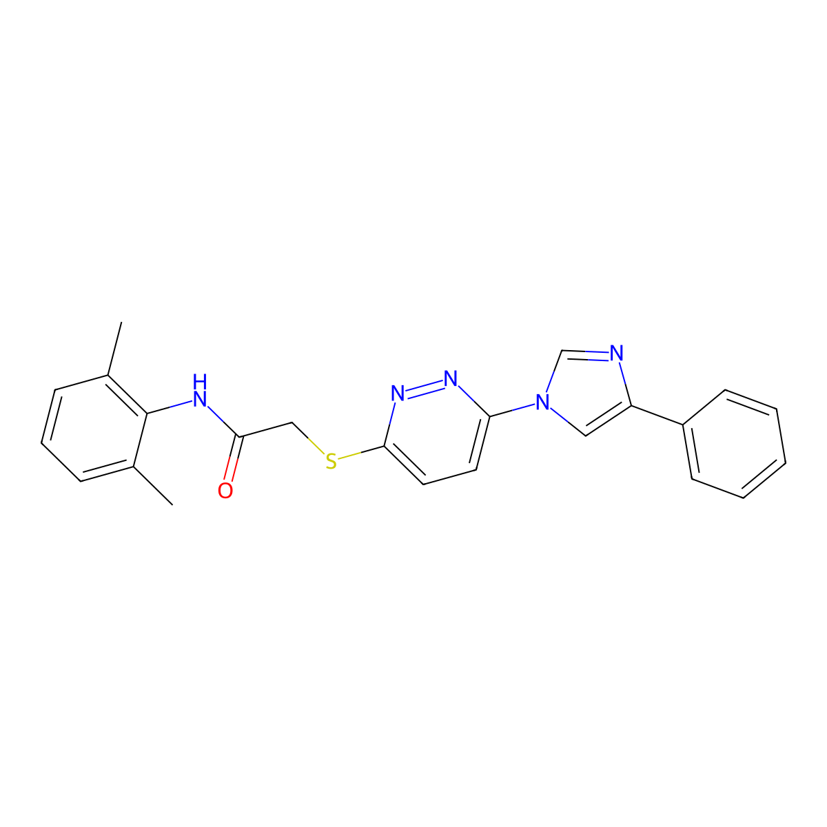 N-(2,6-dimethylphenyl)-2-{[6-(4-phenyl-1H-imidazol-1-yl)pyridazin-3-yl]sulfanyl}acetamide molecular structure, CAS 1251621-39-2