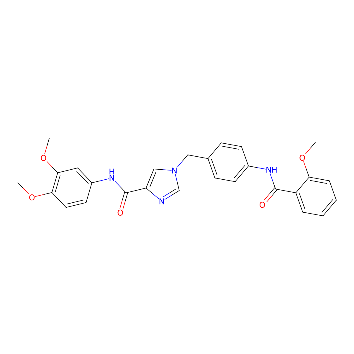 N-(3,4-dimethoxyphenyl)-1-(4-(2-methoxybenzamido)benzyl)-1H-imidazole-4-carboxamide molecular structure, CAS 1251621-41-6