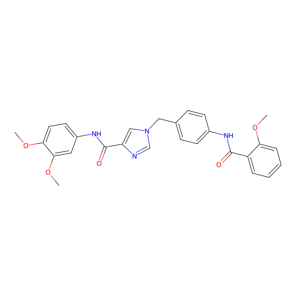 N-(3,4-dimethoxyphenyl)-1-(4-(2-methoxybenzamido)benzyl)-1H-imidazole-4-carboxamide molecular structure, CAS 1251621-41-6