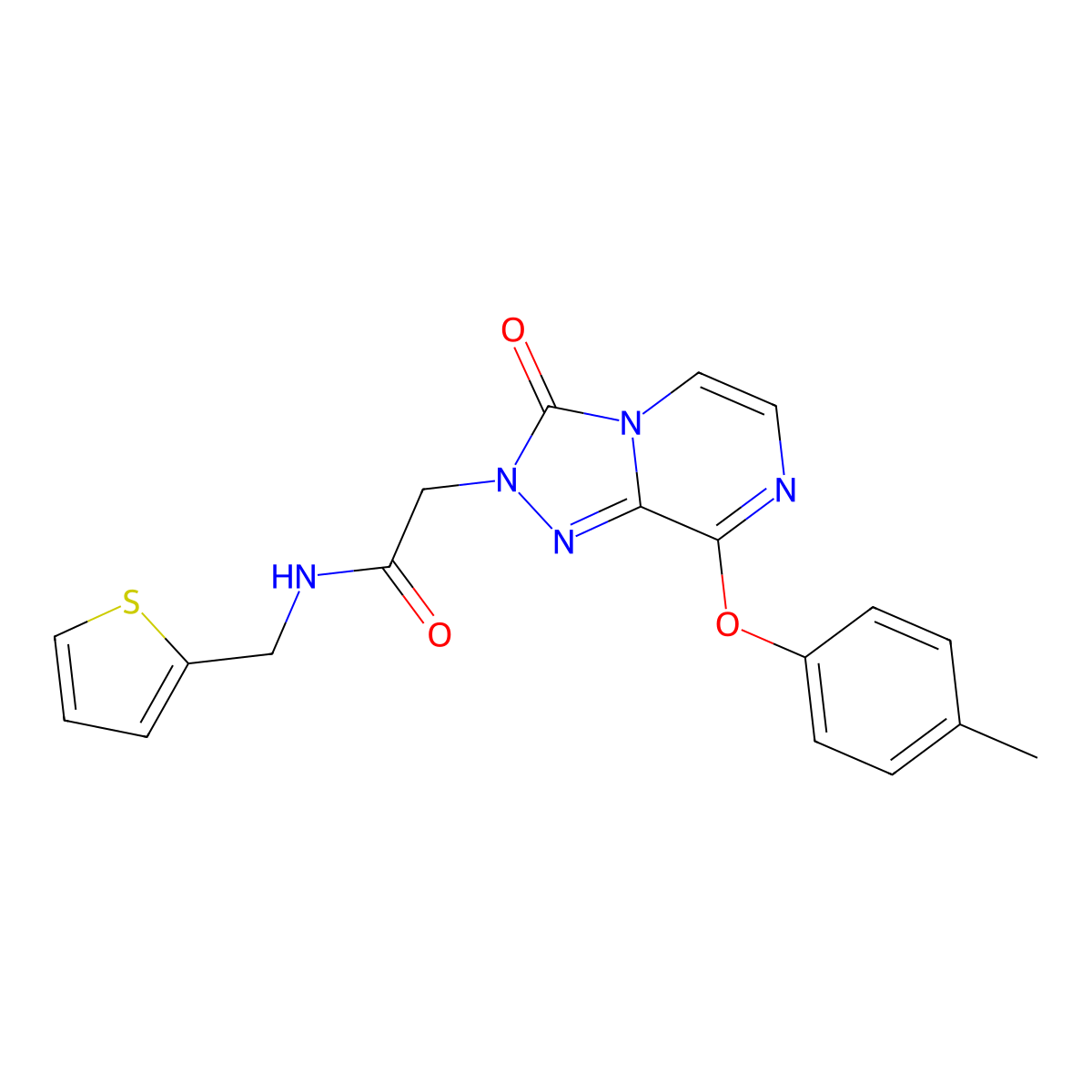 2-(3-oxo-8-(p-tolyloxy)-[1,2,4]triazolo[4,3-a]pyrazin-2(3H)-yl)-N-(thiophen-2-ylmethyl)acetamide molecular structure, CAS 1251621-50-7