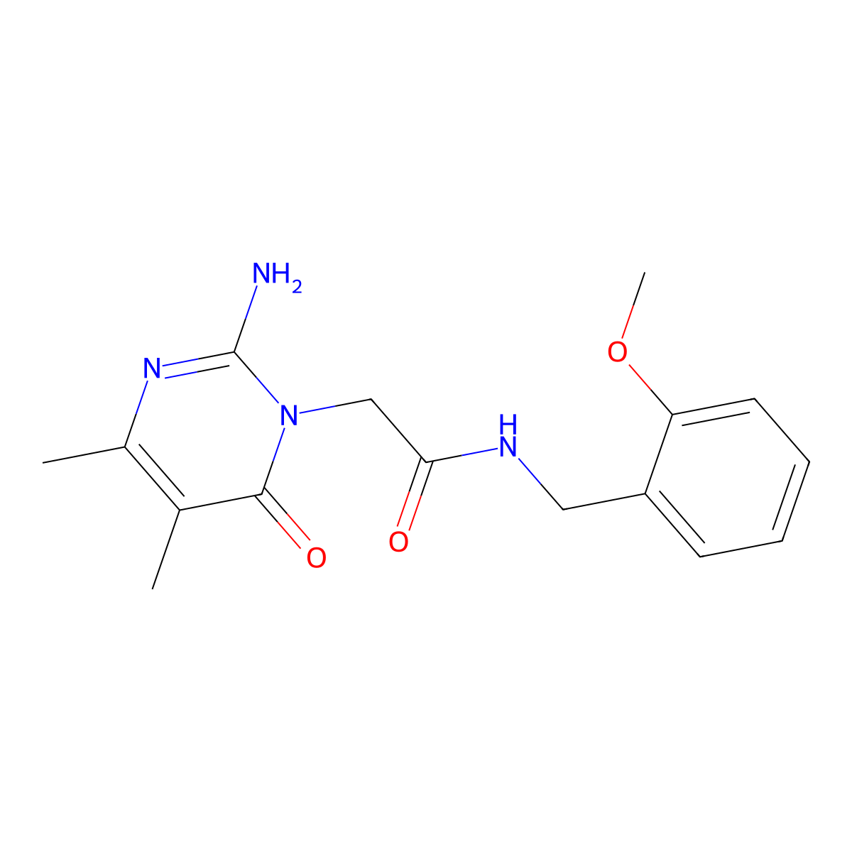 2-(2-amino-4,5-dimethyl-6-oxopyrimidin-1(6H)-yl)-N-(2-methoxybenzyl)acetamide molecular structure, CAS 1251621-52-9