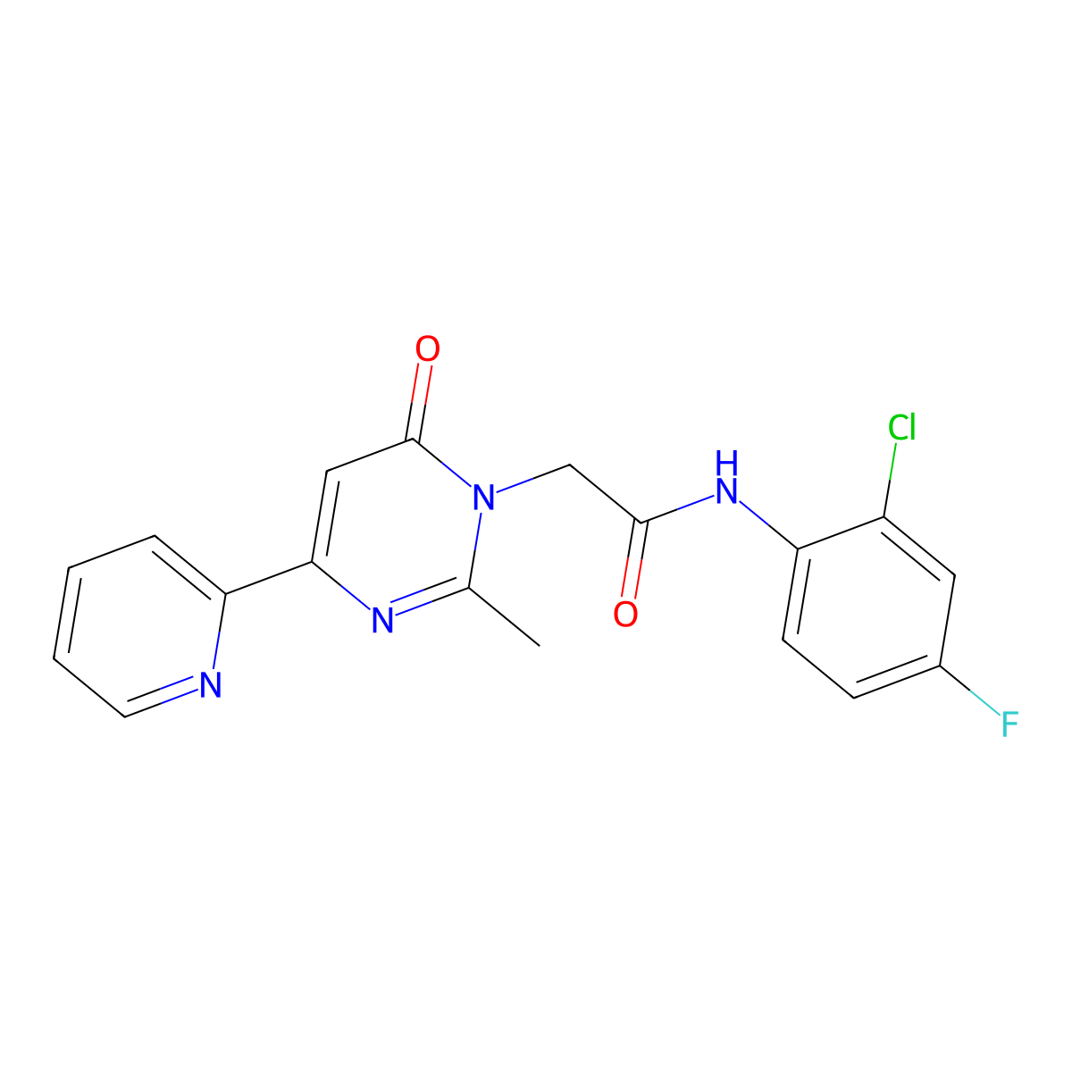 N-(2-chloro-4-fluorophenyl)-2-(2-methyl-6-oxo-4-(pyridin-2-yl)pyrimidin-1(6H)-yl)acetamide molecular structure, CAS 1251621-70-1