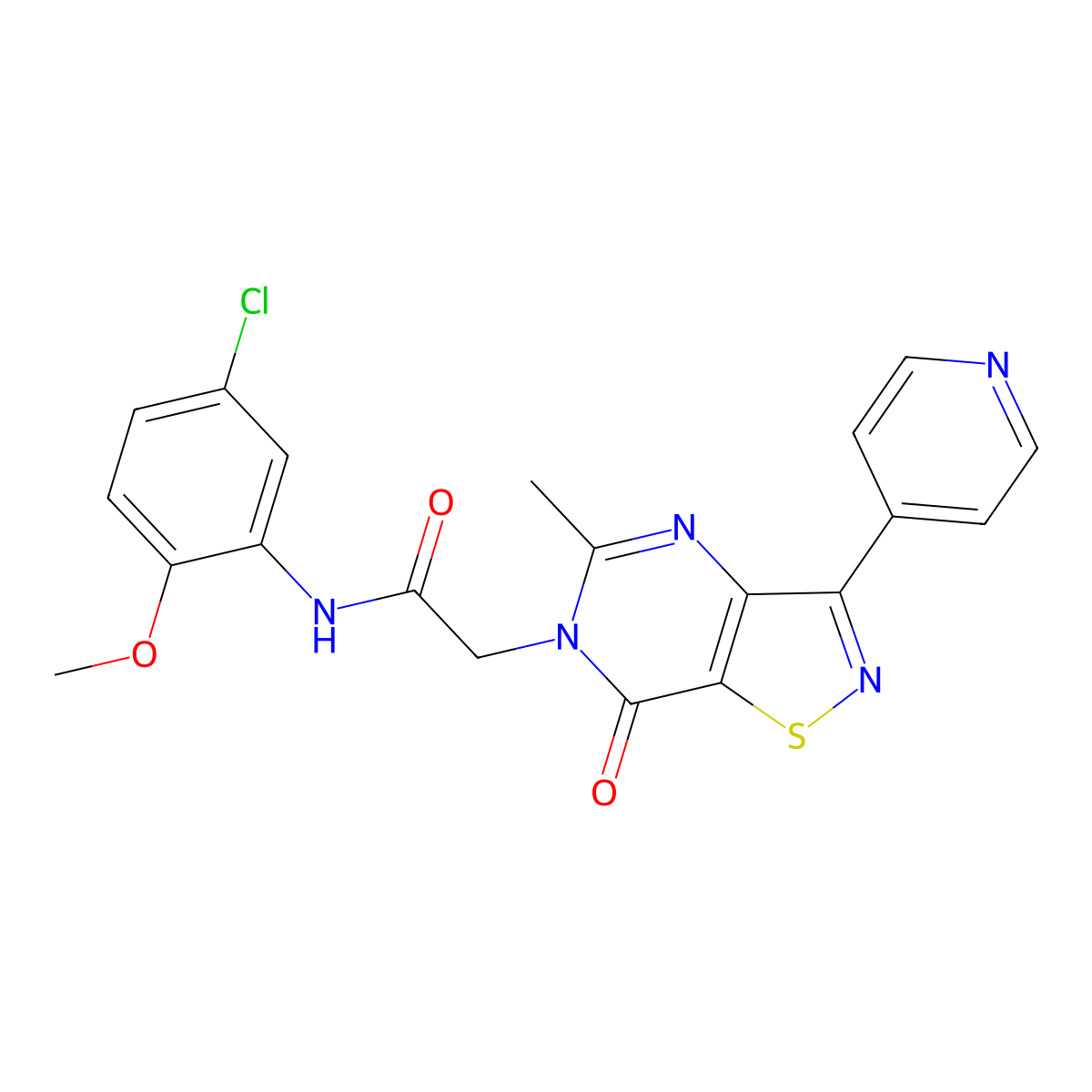 N-(5-chloro-2-methoxyphenyl)-2-[5-methyl-7-oxo-3-(pyridin-4-yl)-6H,7H-[1,2]thiazolo[4,5-d]pyrimidin-6-yl]acetamide molecular structure, CAS 1251621-72-3