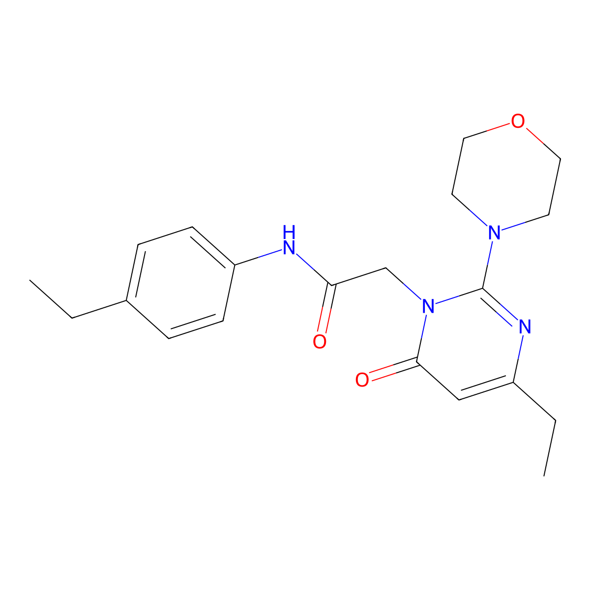 2-[4-ethyl-2-(morpholin-4-yl)-6-oxo-1,6-dihydropyrimidin-1-yl]-N-(4-ethylphenyl)acetamide molecular structure, CAS 1251621-74-5