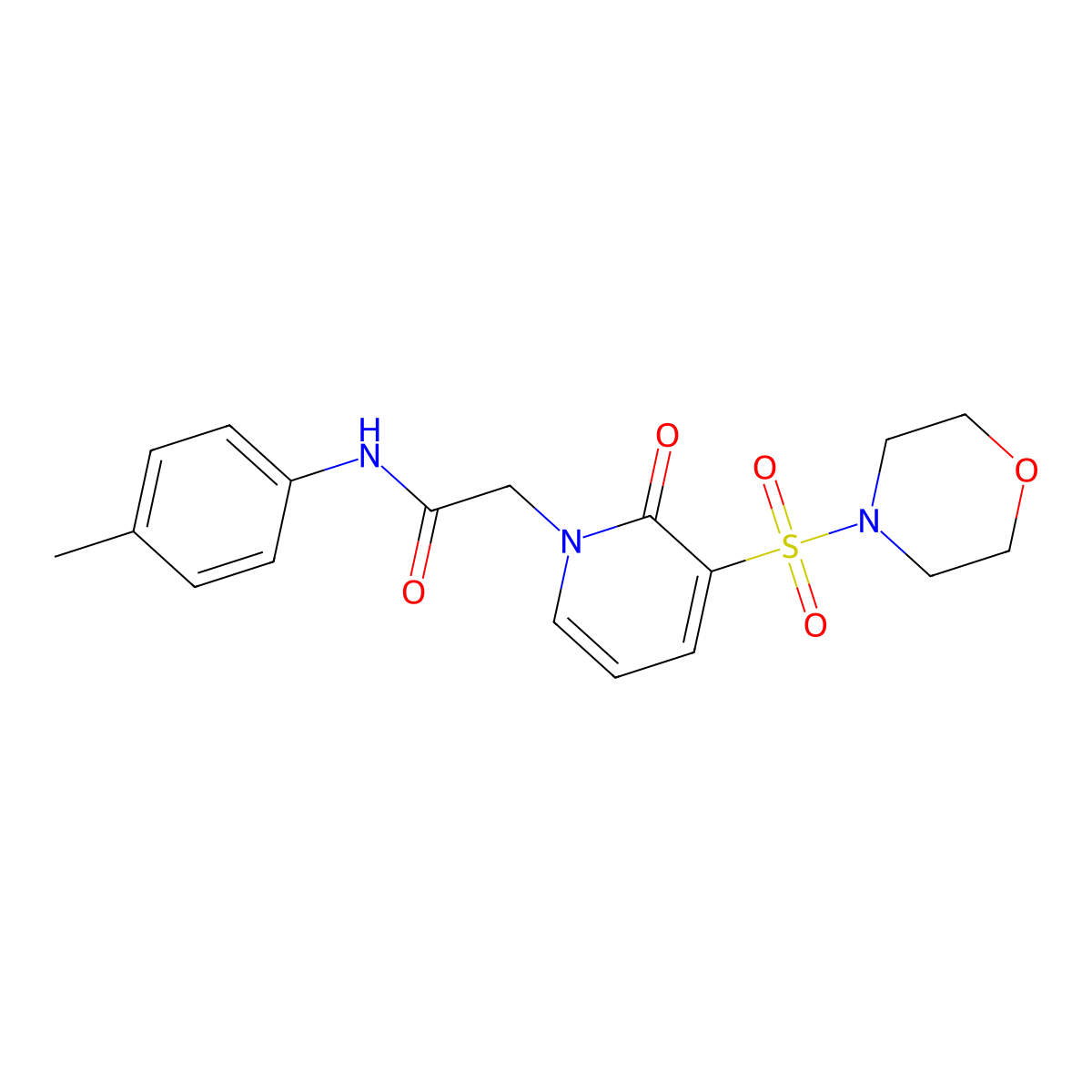 2-(3-(morpholinosulfonyl)-2-oxopyridin-1(2H)-yl)-N-(p-tolyl)acetamide molecular structure, CAS 1251621-75-6