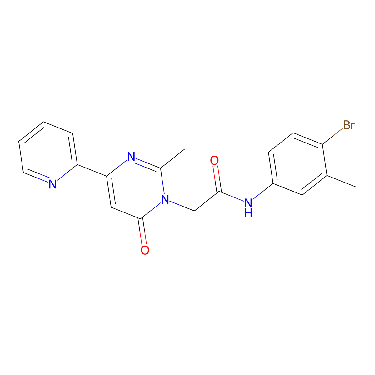 N-(4-bromo-3-methylphenyl)-2-(2-methyl-6-oxo-4-(pyridin-2-yl)pyrimidin-1(6H)-yl)acetamide molecular structure, CAS 1251621-79-0