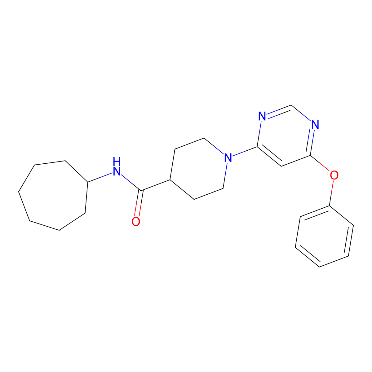 N-cycloheptyl-1-(6-phenoxypyrimidin-4-yl)piperidine-4-carboxamide molecular structure, CAS 1251621-87-0