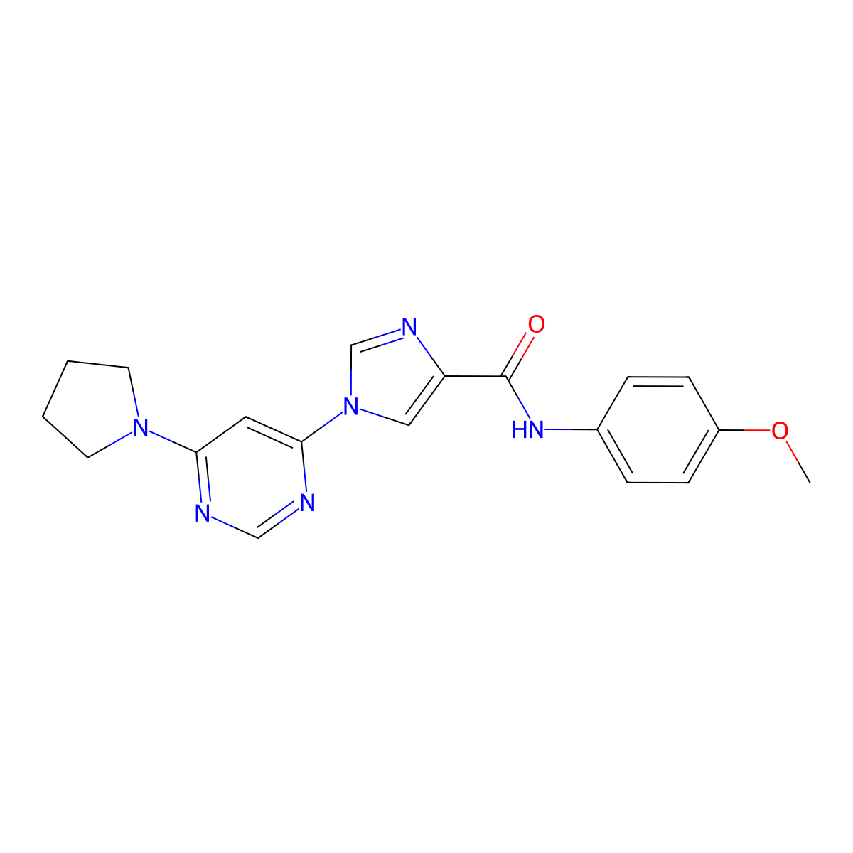 N-(4-methoxyphenyl)-1-[6-(pyrrolidin-1-yl)pyrimidin-4-yl]-1H-imidazole-4-carboxamide molecular structure, CAS 1251621-88-1