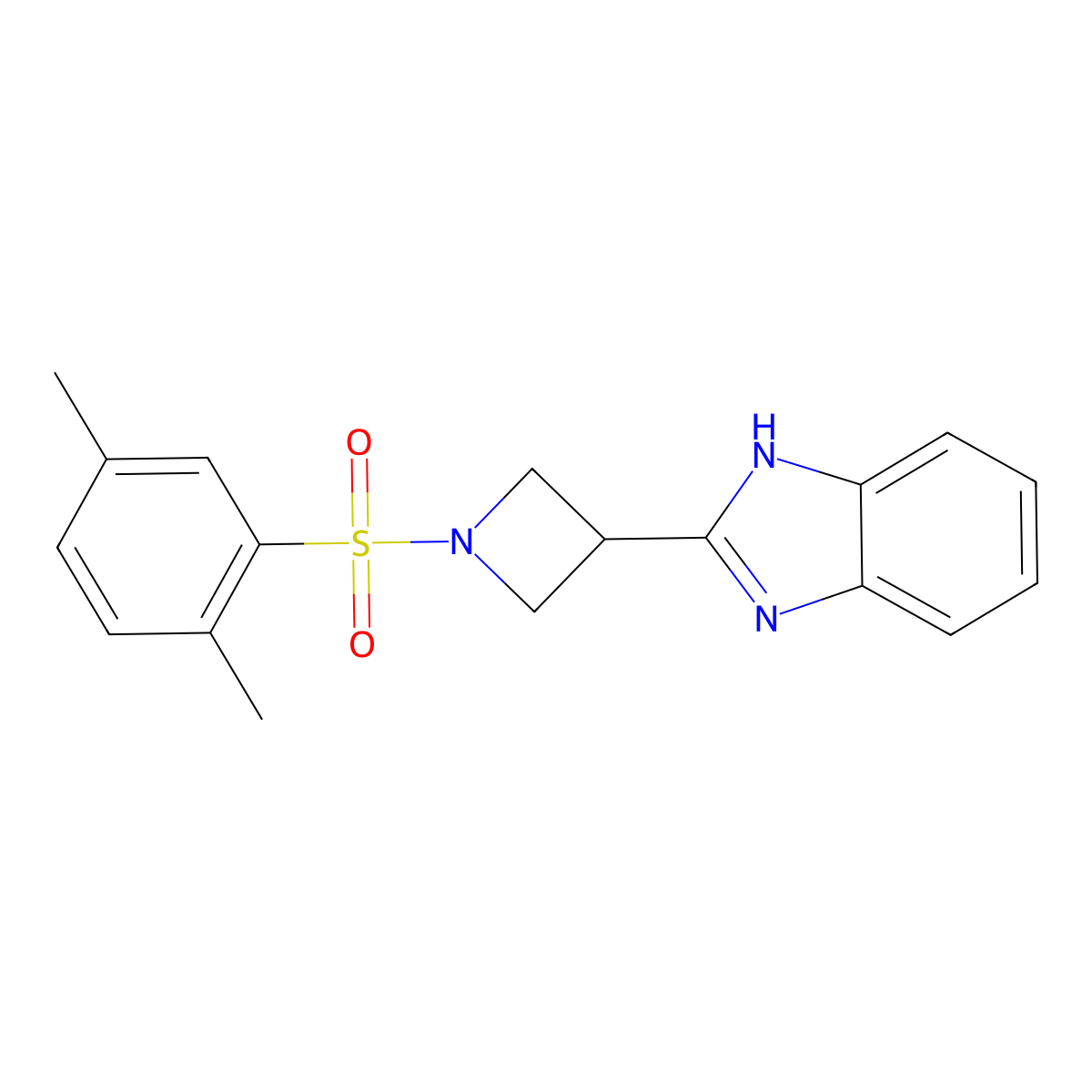 2-(1-((2,5-dimethylphenyl)sulfonyl)azetidin-3-yl)-1H-benzo[d]imidazole molecular structure, CAS 1251621-90-5