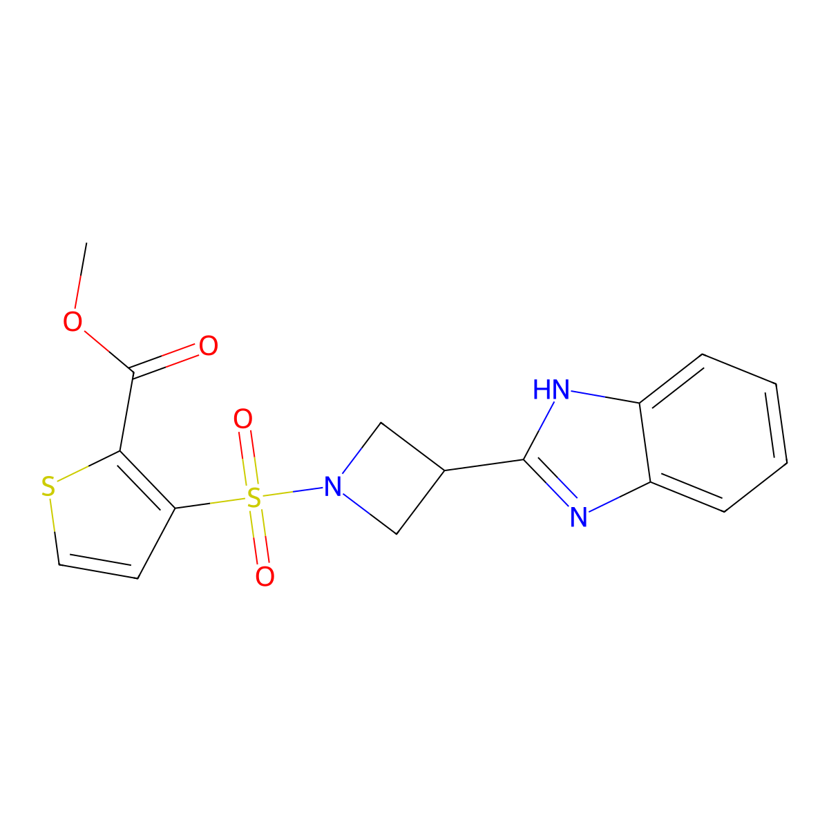 methyl 3-((3-(1H-benzo[d]imidazol-2-yl)azetidin-1-yl)sulfonyl)thiophene-2-carboxylate molecular structure, CAS 1251622-01-1