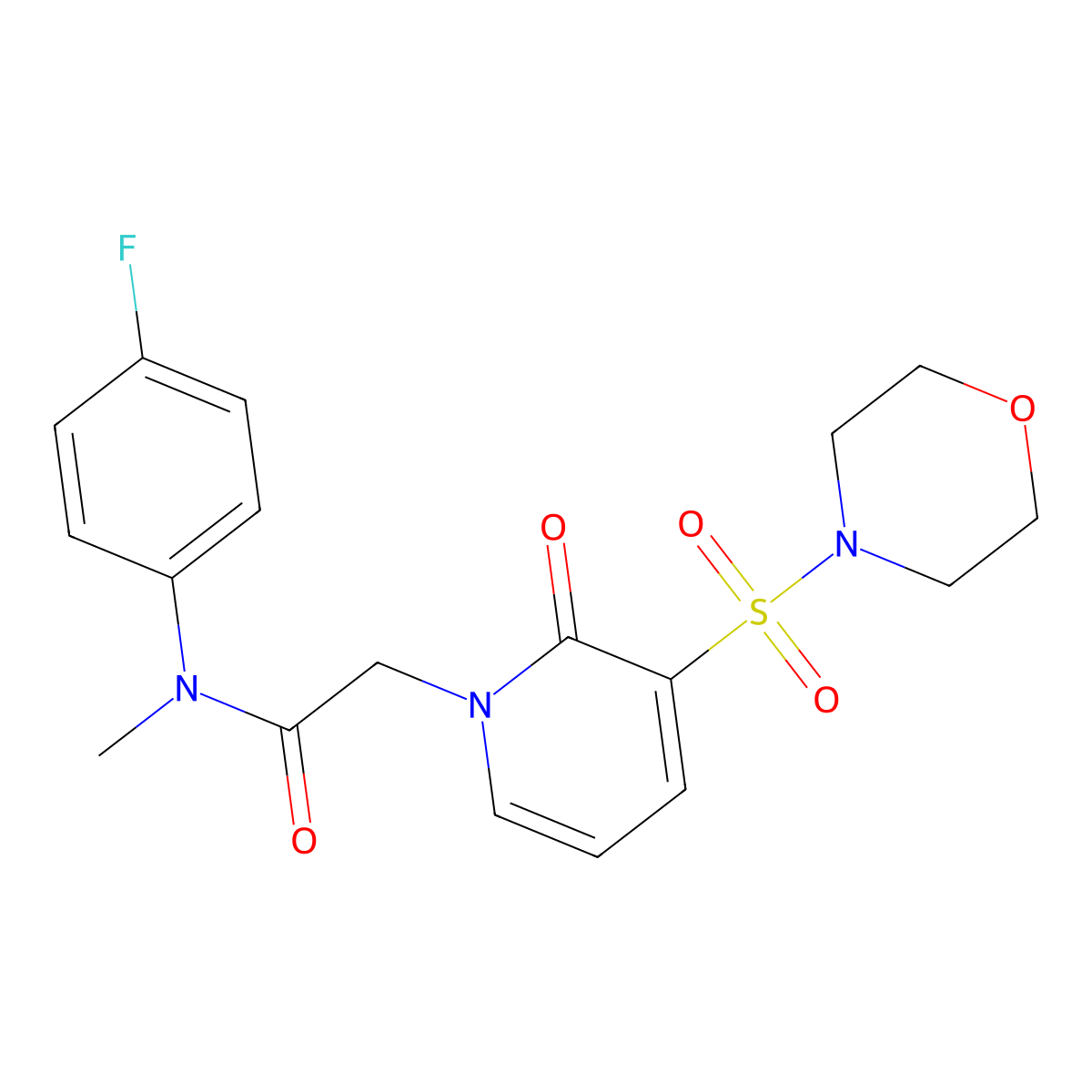 N-(4-fluorophenyl)-N-methyl-2-(3-(morpholinosulfonyl)-2-oxopyridin-1(2H)-yl)acetamide molecular structure, CAS 1251622-02-2