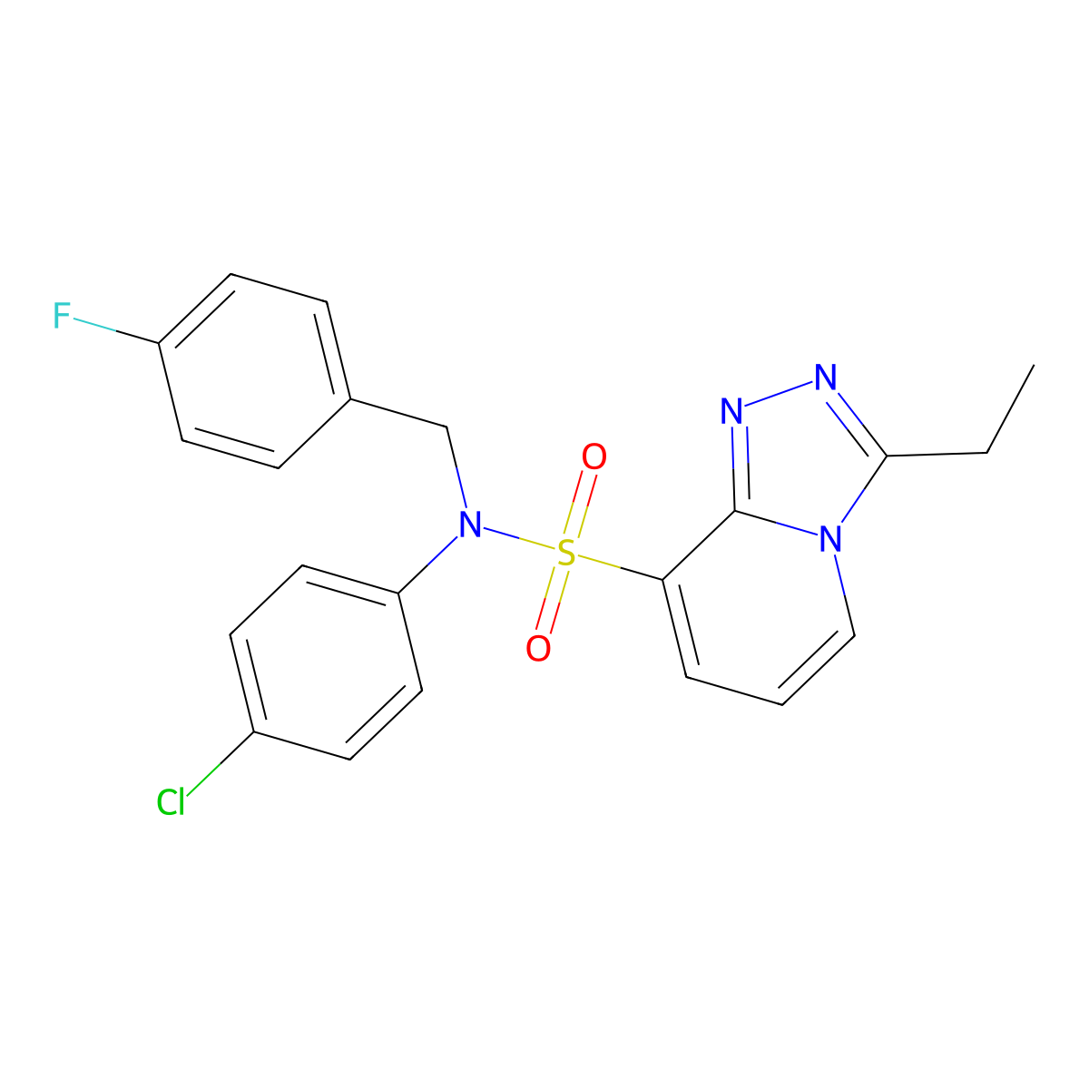 N-(4-chlorophenyl)-3-ethyl-N-[(4-fluorophenyl)methyl]-[1,2,4]triazolo[4,3-a]pyridine-8-sulfonamide molecular structure, CAS 1251622-03-3