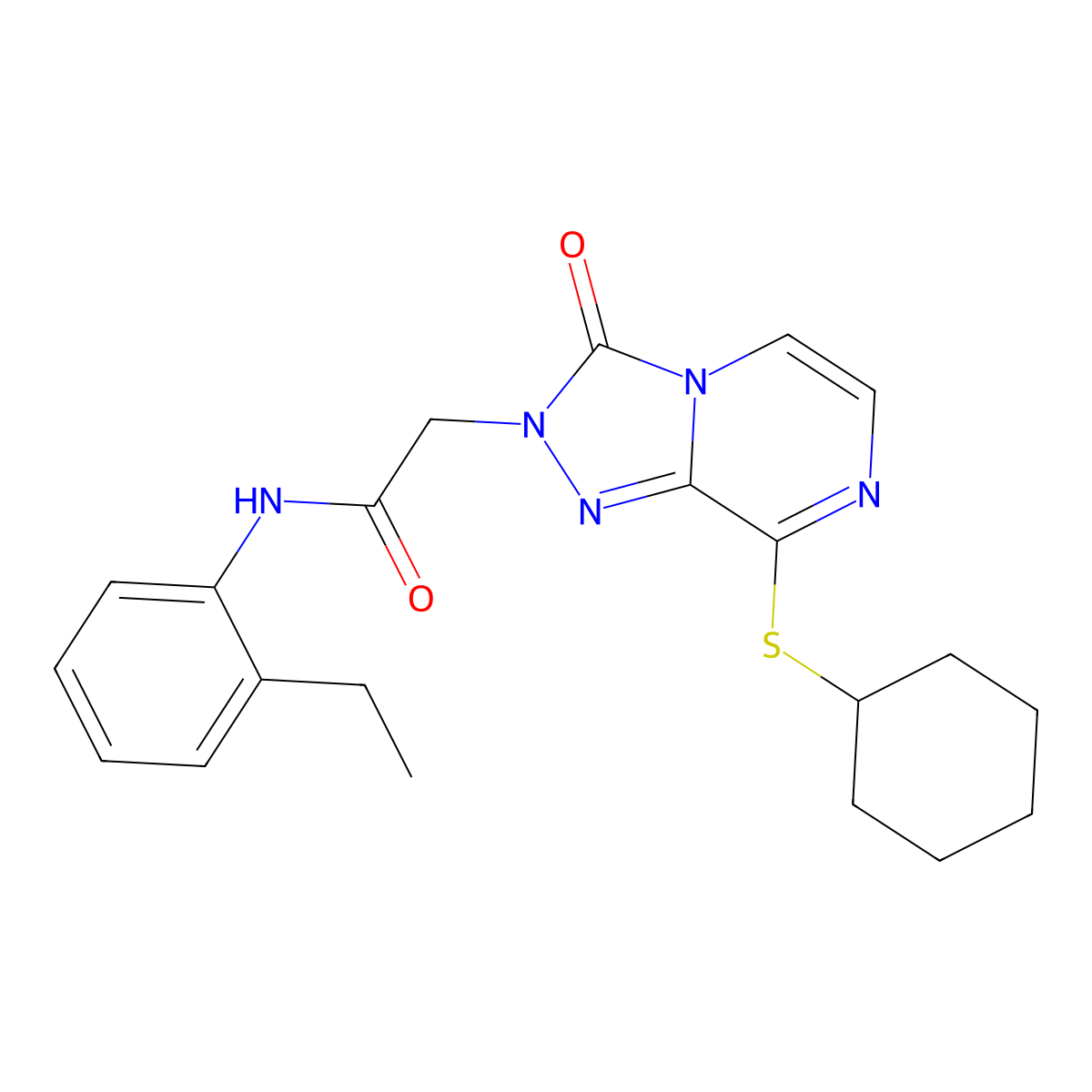 2-[8-(cyclohexylsulfanyl)-3-oxo-2H,3H-[1,2,4]triazolo[4,3-a]pyrazin-2-yl]-N-(2-ethylphenyl)acetamide molecular structure, CAS 1251622-05-5