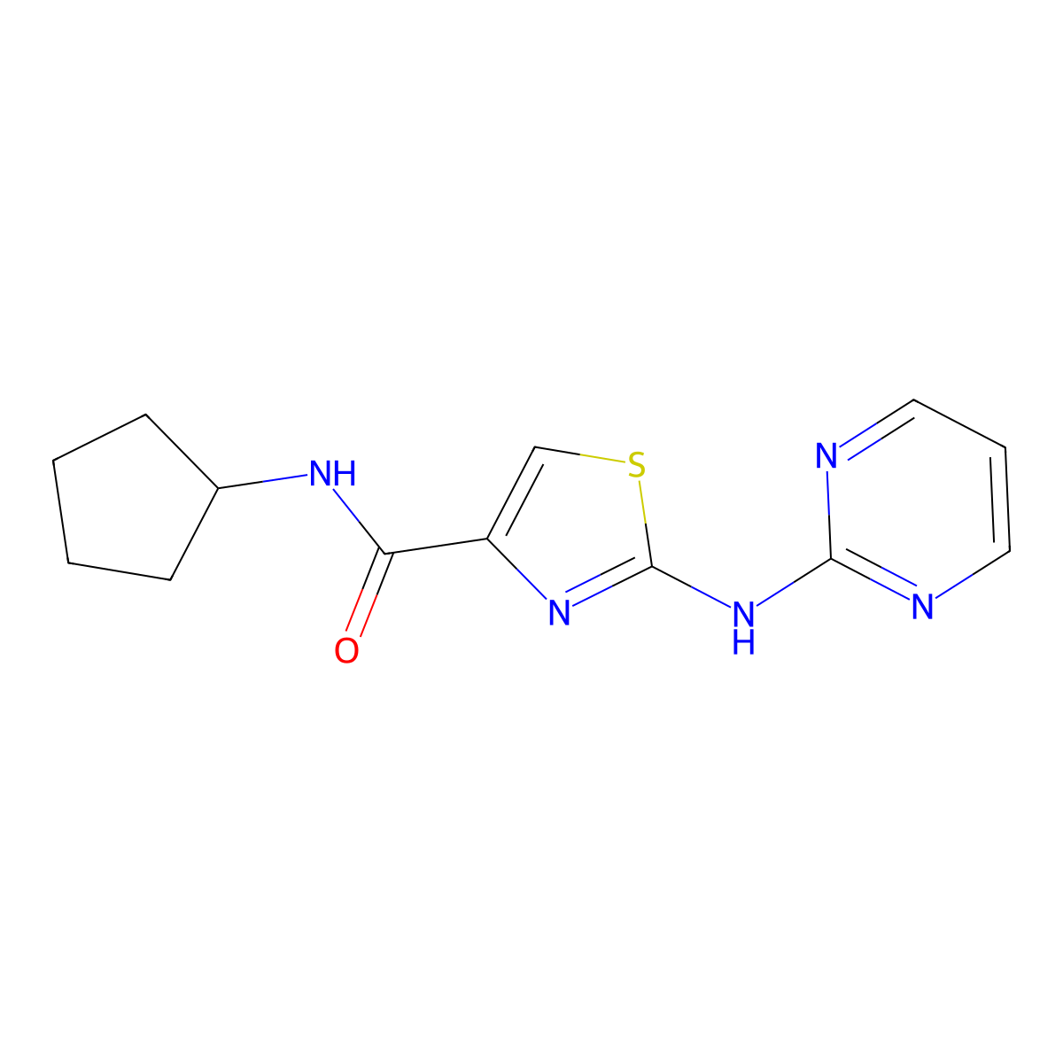 N-cyclopentyl-2-(pyrimidin-2-ylamino)thiazole-4-carboxamide molecular structure, CAS 1251622-06-6