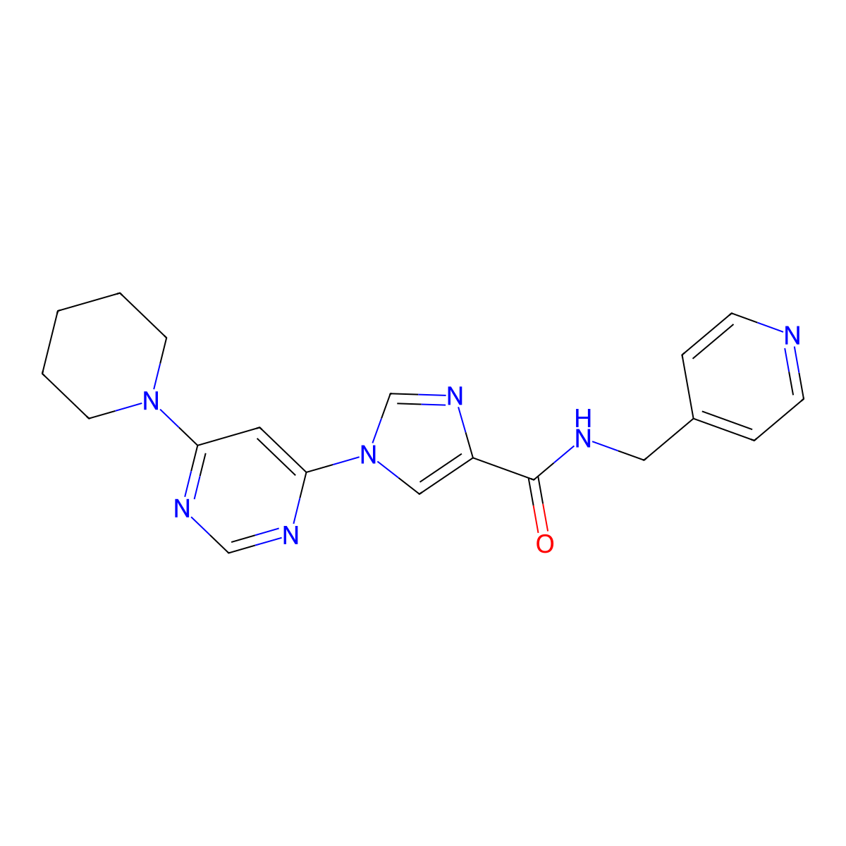 1-(6-piperidin-1-ylpyrimidin-4-yl)-N-(pyridin-4-ylmethyl)imidazole-4-carboxamide molecular structure, CAS 1251622-07-7