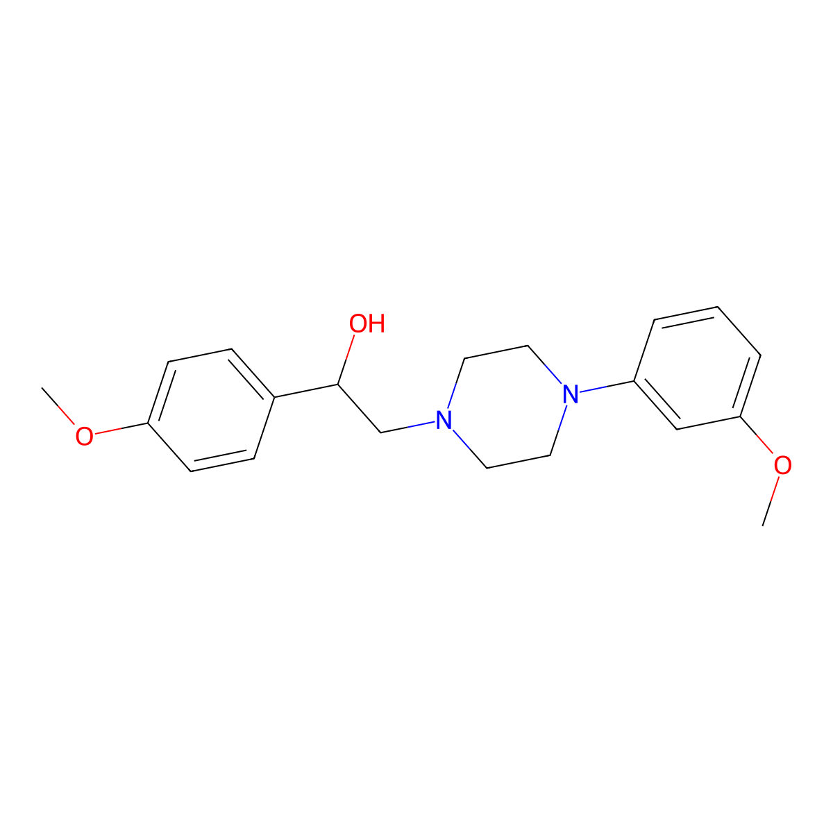1-(4-Methoxyphenyl)-2-(4-(3-methoxyphenyl)piperazin-1-yl)ethanol molecular structure, CAS 1251622-13-5