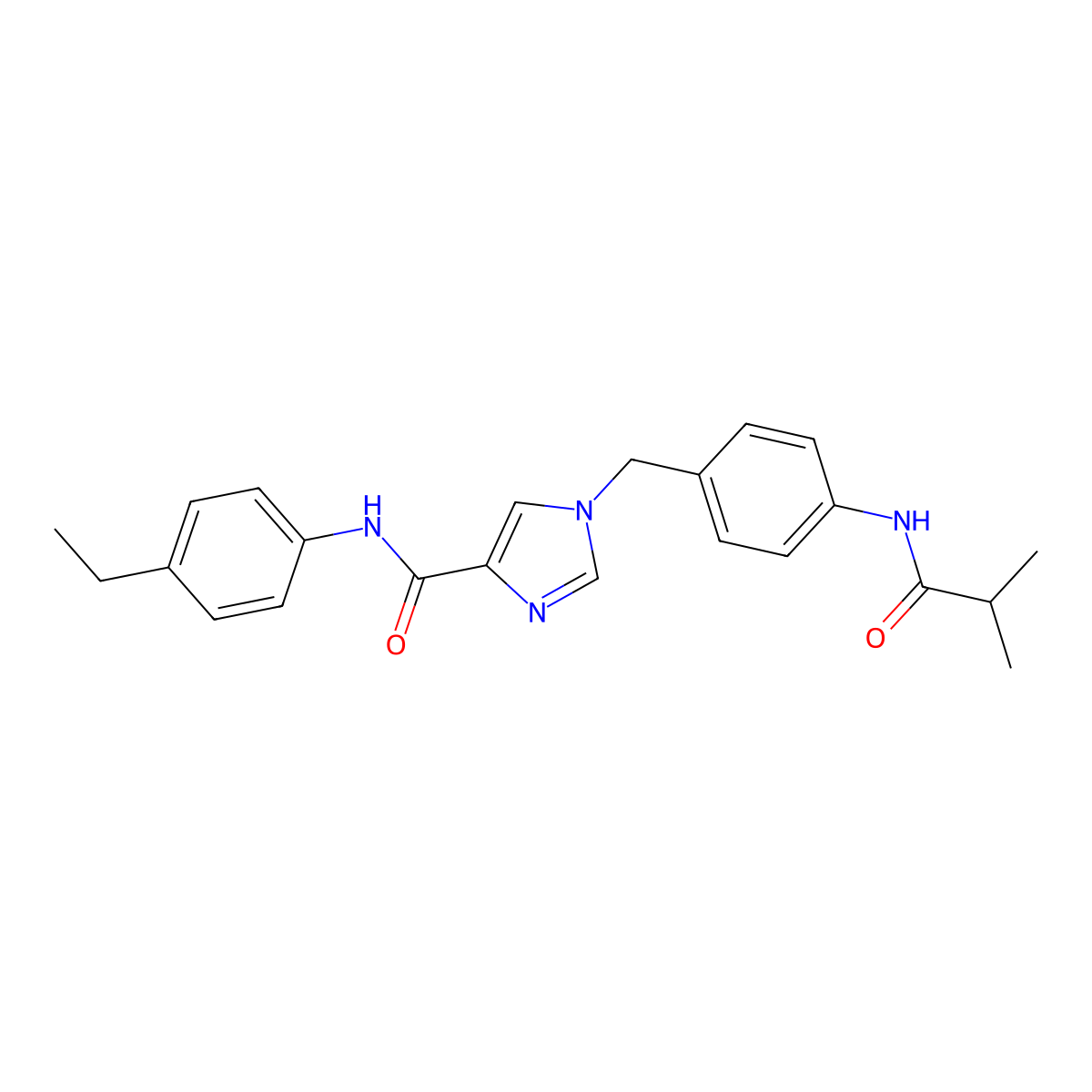 N-(4-ethylphenyl)-1-(4-isobutyramidobenzyl)-1H-imidazole-4-carboxamide molecular structure, CAS 1251622-18-0