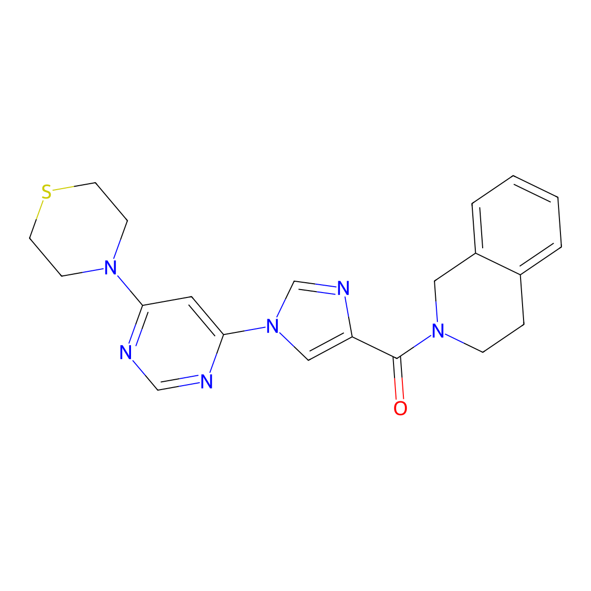 (3,4-dihydroisoquinolin-2(1H)-yl)(1-(6-thiomorpholinopyrimidin-4-yl)-1H-imidazol-4-yl)methanone molecular structure, CAS 1251622-22-6
