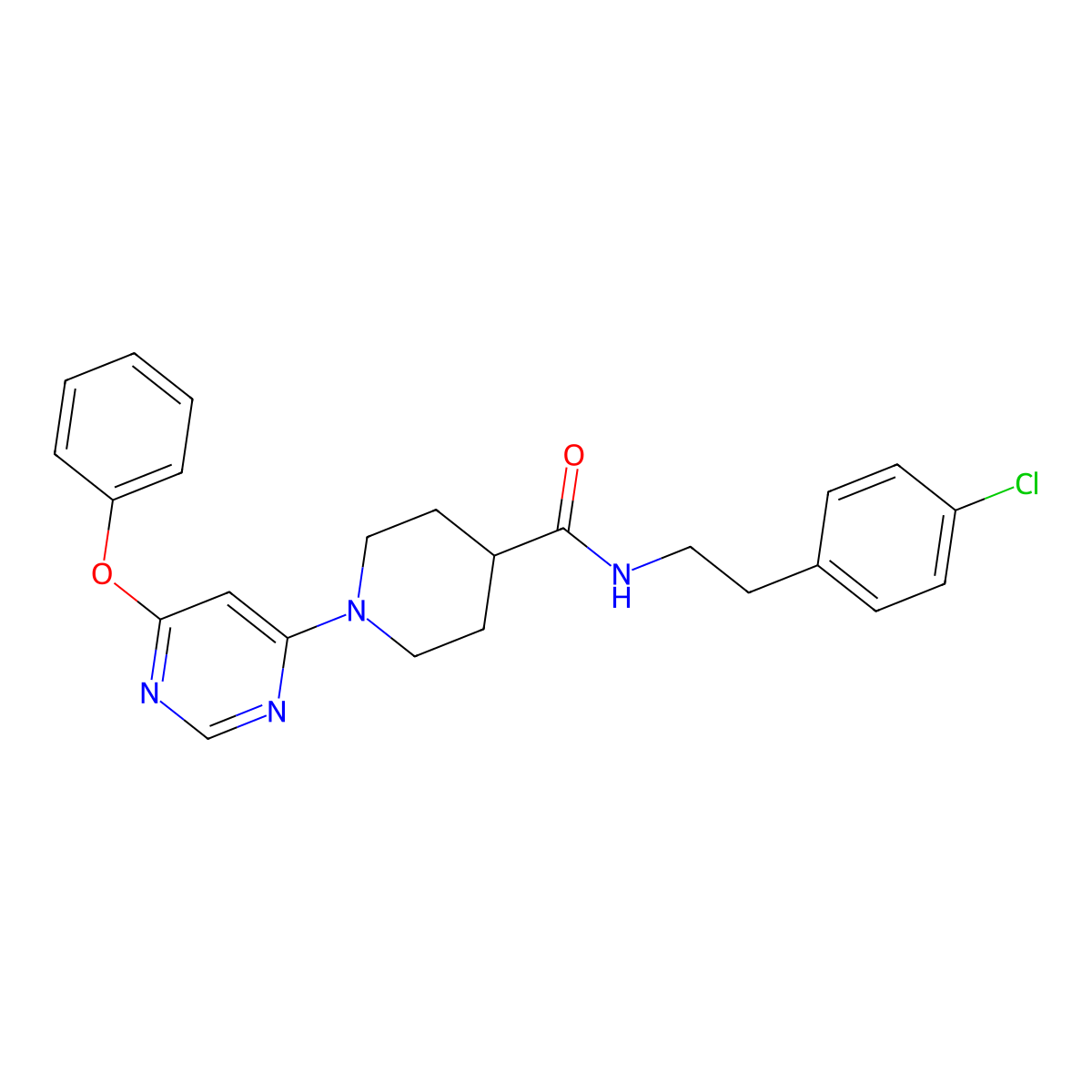 N-[2-(4-chlorophenyl)ethyl]-1-(6-phenoxypyrimidin-4-yl)piperidine-4-carboxamide molecular structure, CAS 1251622-25-9