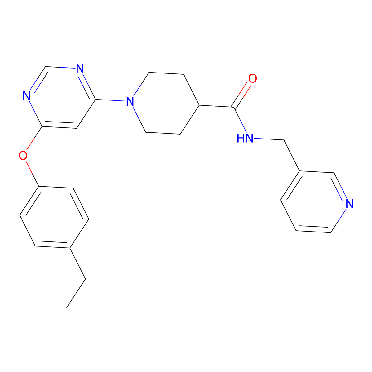1-[6-(4-ethylphenoxy)pyrimidin-4-yl]-N-(pyridin-3-ylmethyl)piperidine-4-carboxamide molecular structure, CAS 1251622-33-9