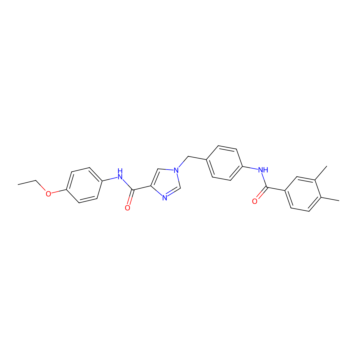 1-(4-(3,4-dimethylbenzamido)benzyl)-N-(4-ethoxyphenyl)-1H-imidazole-4-carboxamide molecular structure, CAS 1251622-39-5