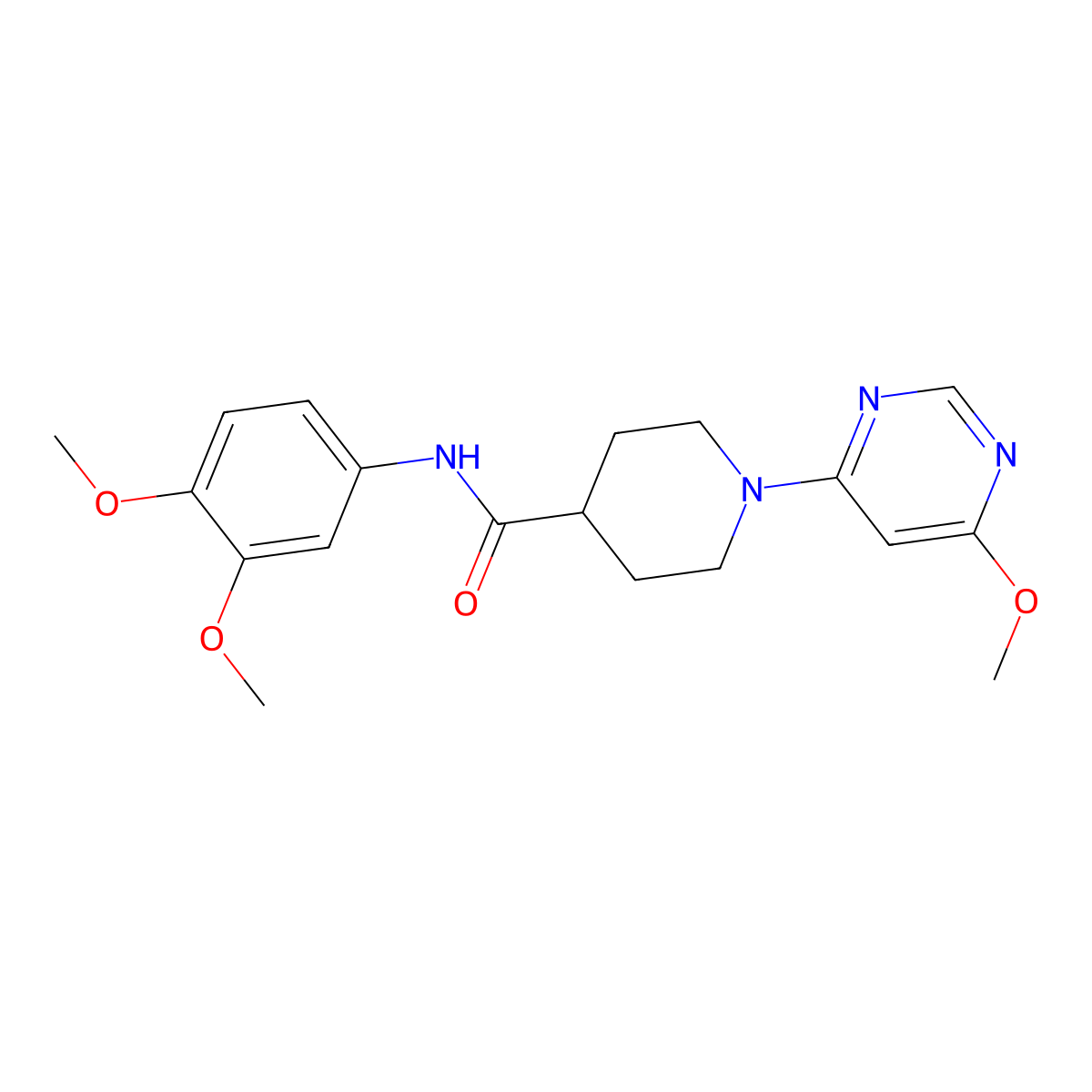 N-(3,4-dimethoxyphenyl)-1-(6-methoxypyrimidin-4-yl)piperidine-4-carboxamide molecular structure, CAS 1251622-42-0