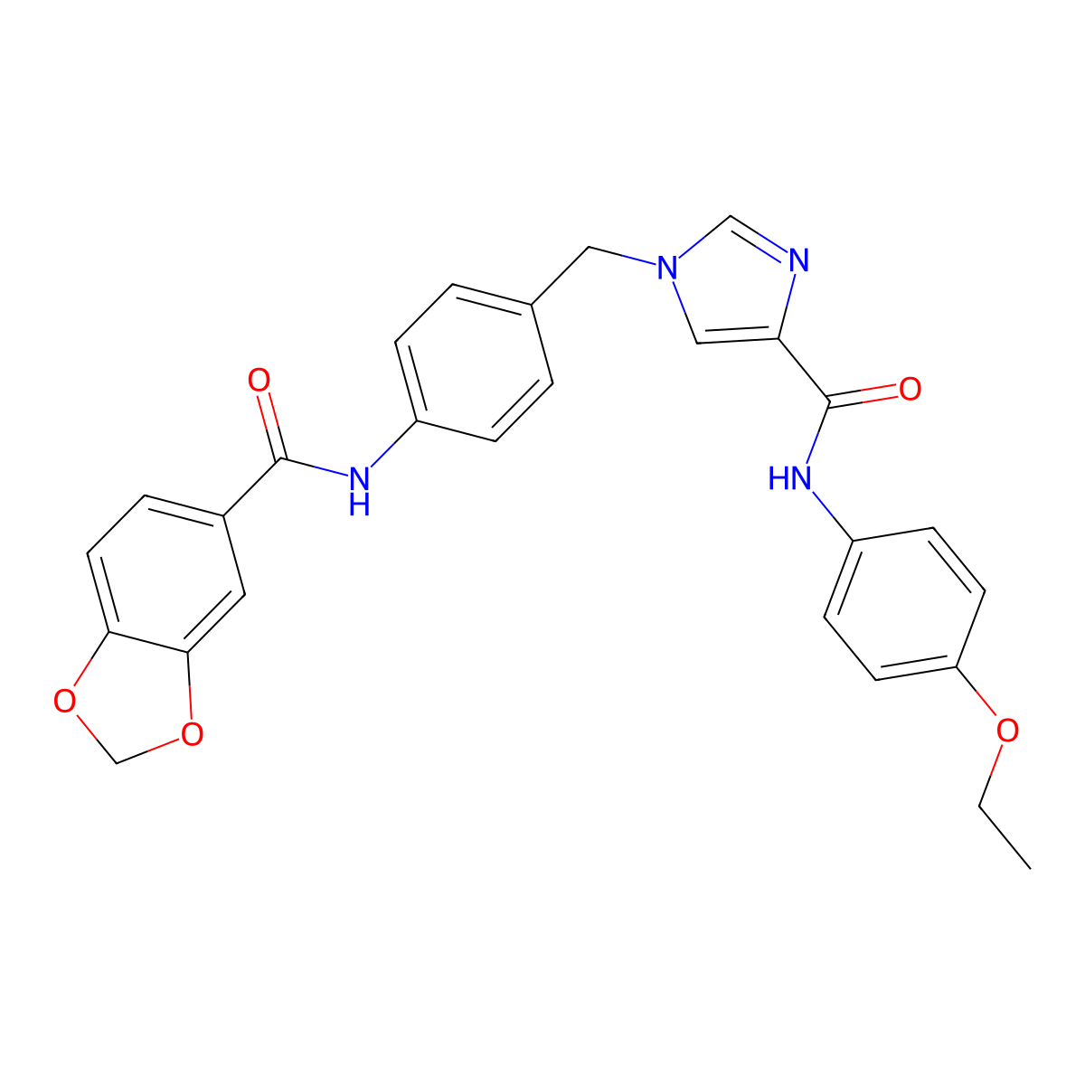 1-{[4-(2H-1,3-benzodioxole-5-amido)phenyl]methyl}-N-(4-ethoxyphenyl)-1H-imidazole-4-carboxamide molecular structure, CAS 1251622-44-2
