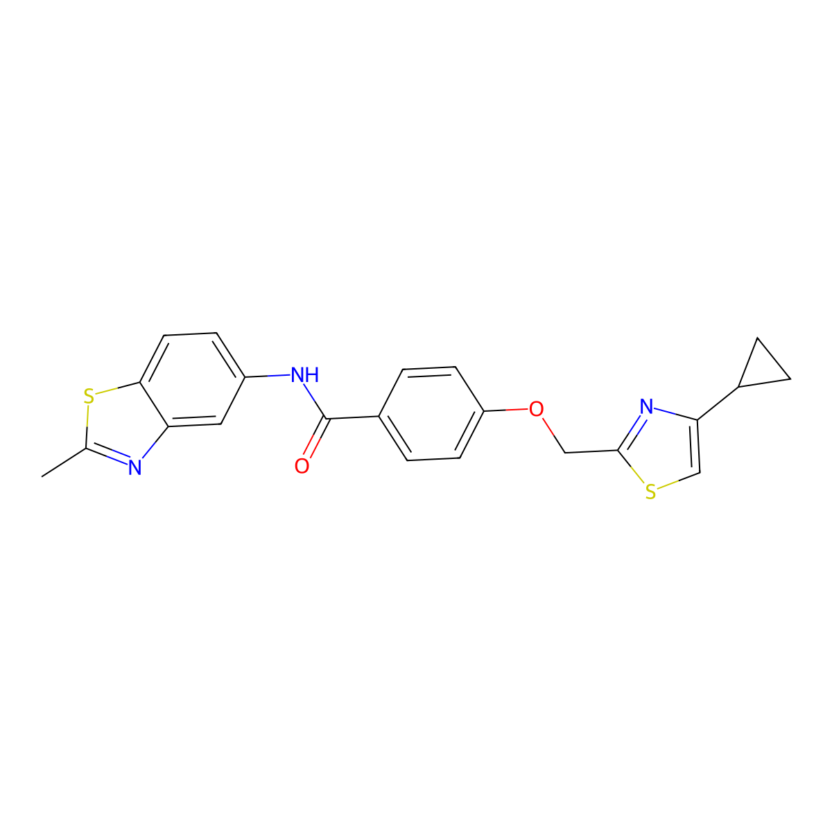 4-((4-cyclopropylthiazol-2-yl)methoxy)-N-(2-methylbenzo[d]thiazol-5-yl)benzamide molecular structure, CAS 1251622-45-3