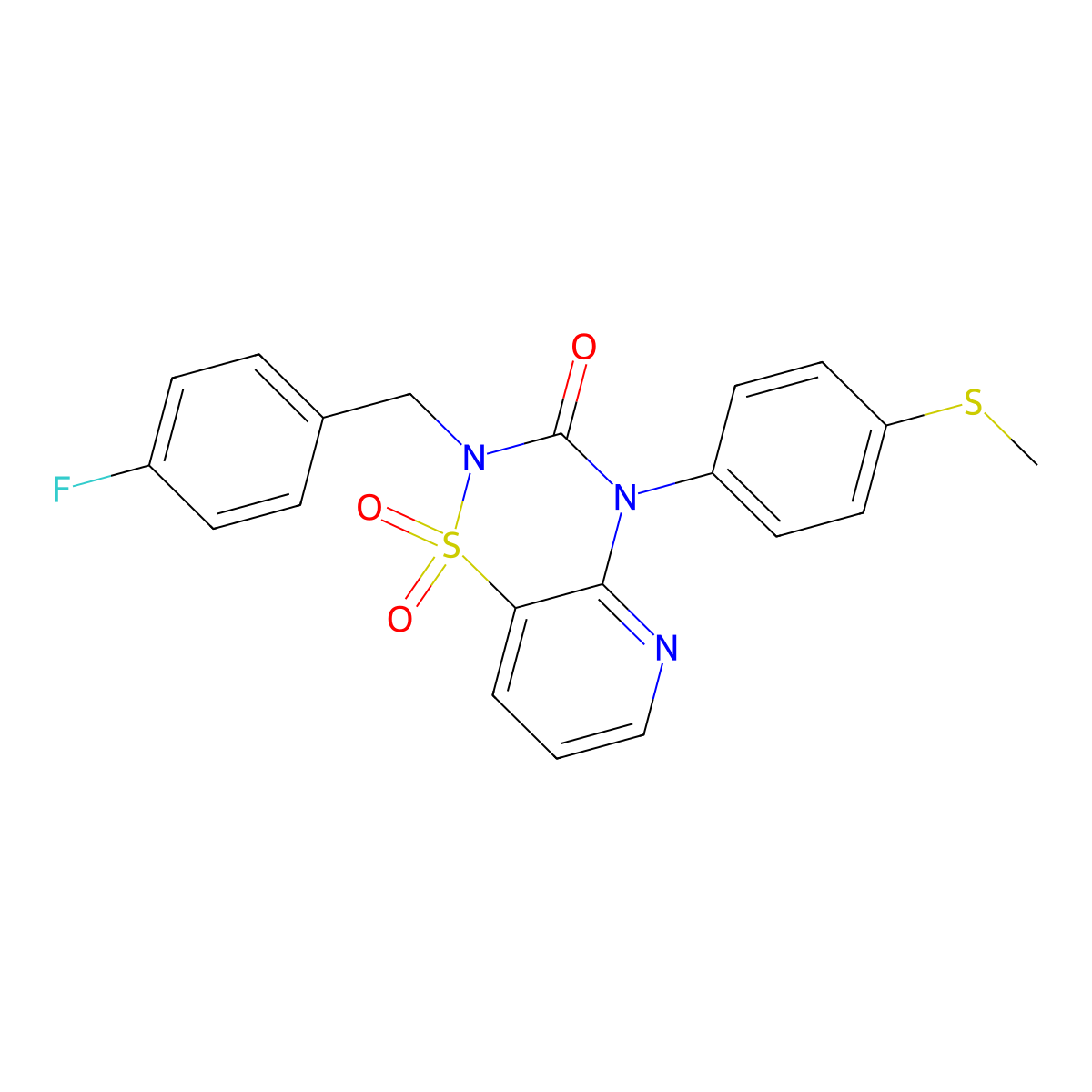 2-(4-fluorobenzyl)-4-(4-(methylthio)phenyl)-2H-pyrido[2,3-e][1,2,4]thiadiazin-3(4H)-one 1,1-dioxide molecular structure, CAS 1251622-48-6