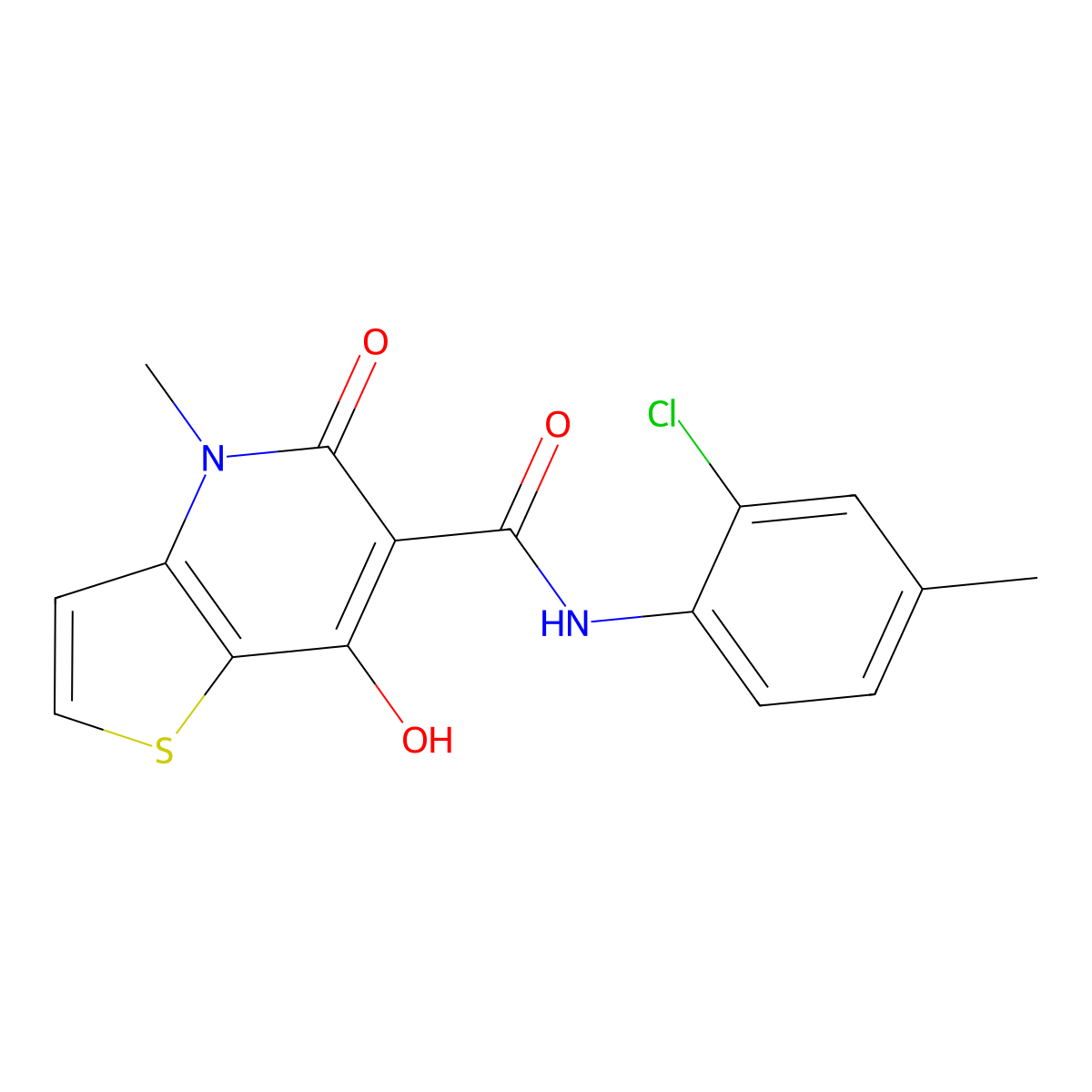 N-(2-chloro-4-methylphenyl)-7-hydroxy-4-methyl-5-oxo-4,5-dihydrothieno[3,2-b]pyridine-6-carboxamide molecular structure, CAS 1251622-51-1