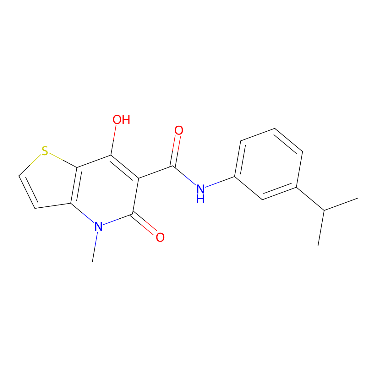 7-hydroxy-N-(3-isopropylphenyl)-4-methyl-5-oxo-4,5-dihydrothieno[3,2-b]pyridine-6-carboxamide molecular structure, CAS 1251622-60-2