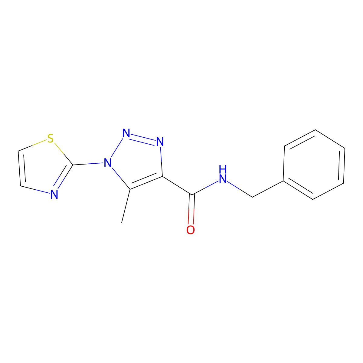 N-benzyl-5-methyl-1-(thiazol-2-yl)-1H-1,2,3-triazole-4-carboxamide molecular structure, CAS 1251622-61-3