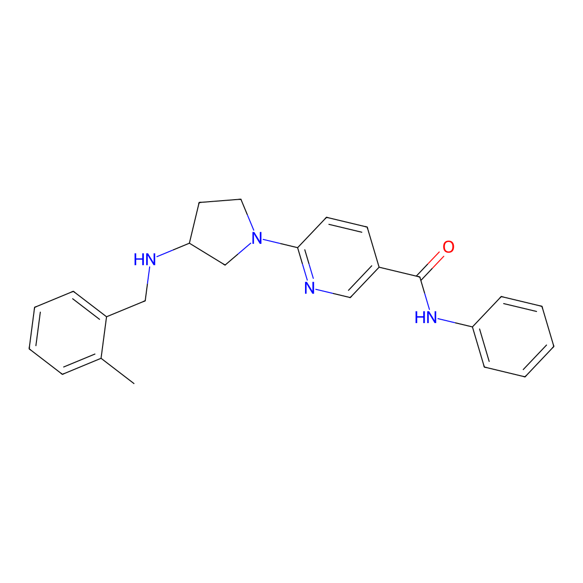 6-{3-[(2-methylbenzyl)amino]-1-pyrrolidinyl}-N~3~-phenylnicotinamide molecular structure, CAS 1251622-66-8