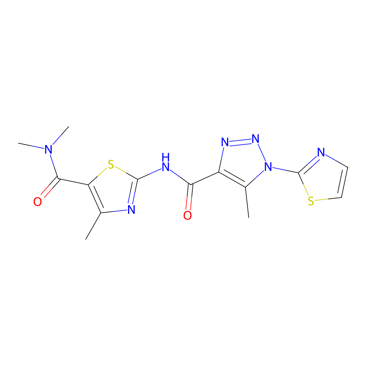 N,N,4-trimethyl-2-(5-methyl-1-(thiazol-2-yl)-1H-1,2,3-triazole-4-carboxamido)thiazole-5-carboxamide molecular structure, CAS 1251622-67-9