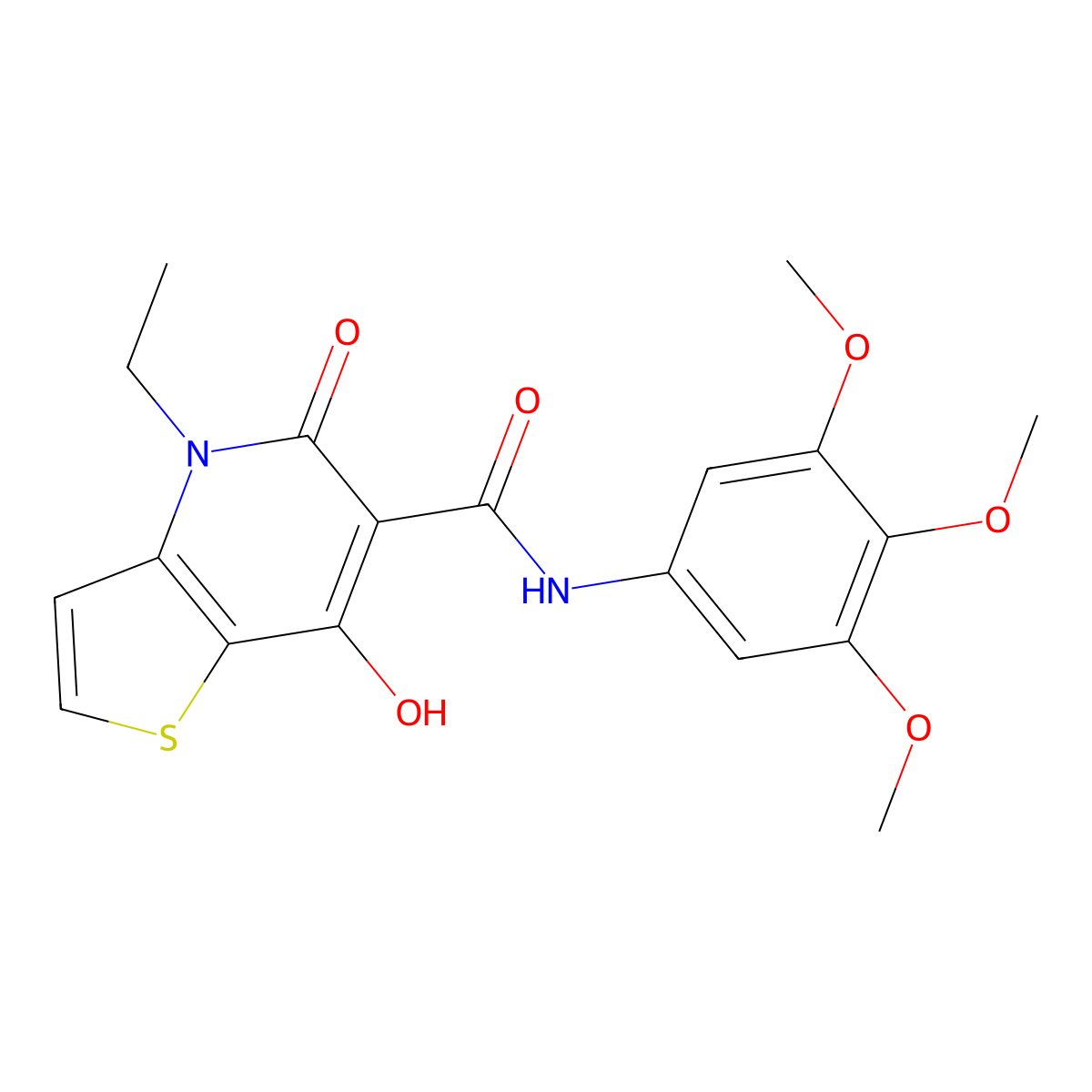 4-ethyl-7-hydroxy-5-oxo-N-(3,4,5-trimethoxyphenyl)-4,5-dihydrothieno[3,2-b]pyridine-6-carboxamide molecular structure, CAS 1251622-71-5