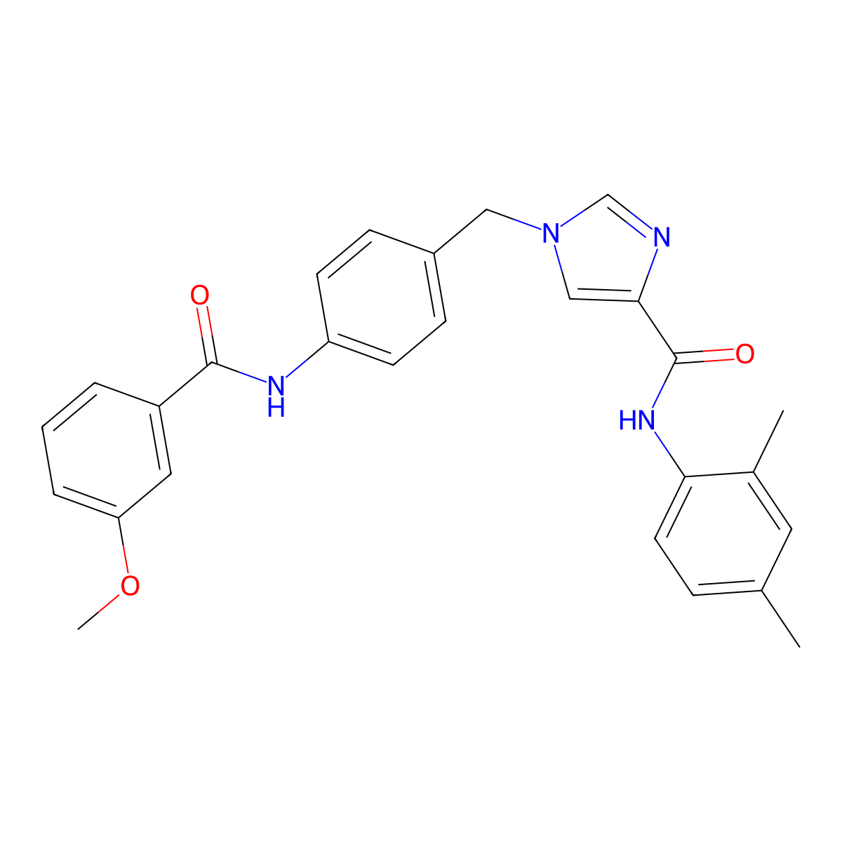 N-(2,4-dimethylphenyl)-1-{[4-(3-methoxybenzamido)phenyl]methyl}-1H-imidazole-4-carboxamide molecular structure, CAS 1251622-72-6