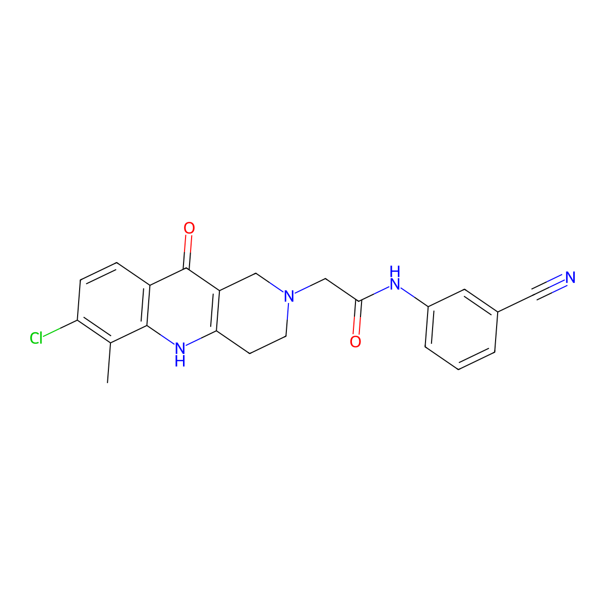 2-(7-chloro-6-methyl-10-oxo-3,4-dihydrobenzo[b][1,6]naphthyridin-2(1H,5H,10H)-yl)-N-(3-cyanophenyl)acetamide molecular structure, CAS 1251622-75-9