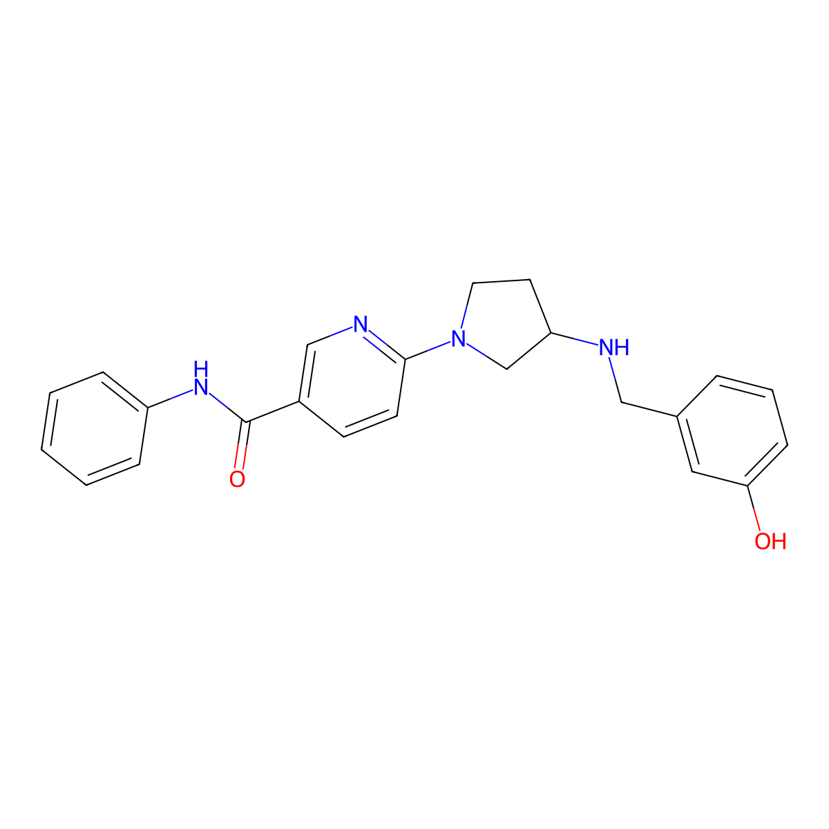 6-(3-{[(3-hydroxyphenyl)methyl]amino}pyrrolidin-1-yl)-N-phenylpyridine-3-carboxamide molecular structure, CAS 1251622-76-0